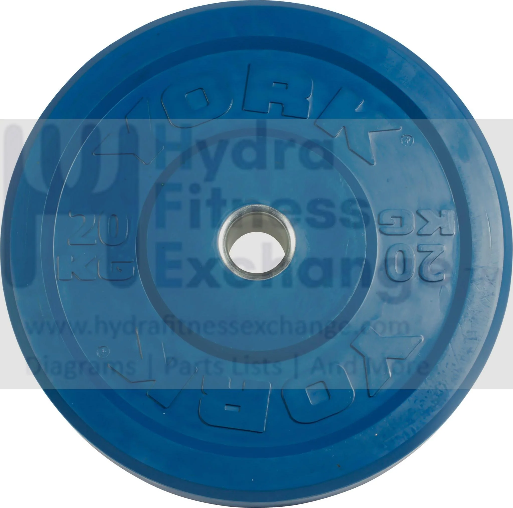 York Barbell Color-Coded Rubber Training Bumper Plates | Olympic Weightlifting Plates 20 KG | Durable Solid Rubber with 2” Center Steel Sleeve | Noise-Reducing, Floor-Protecting Weight Plates - Blue