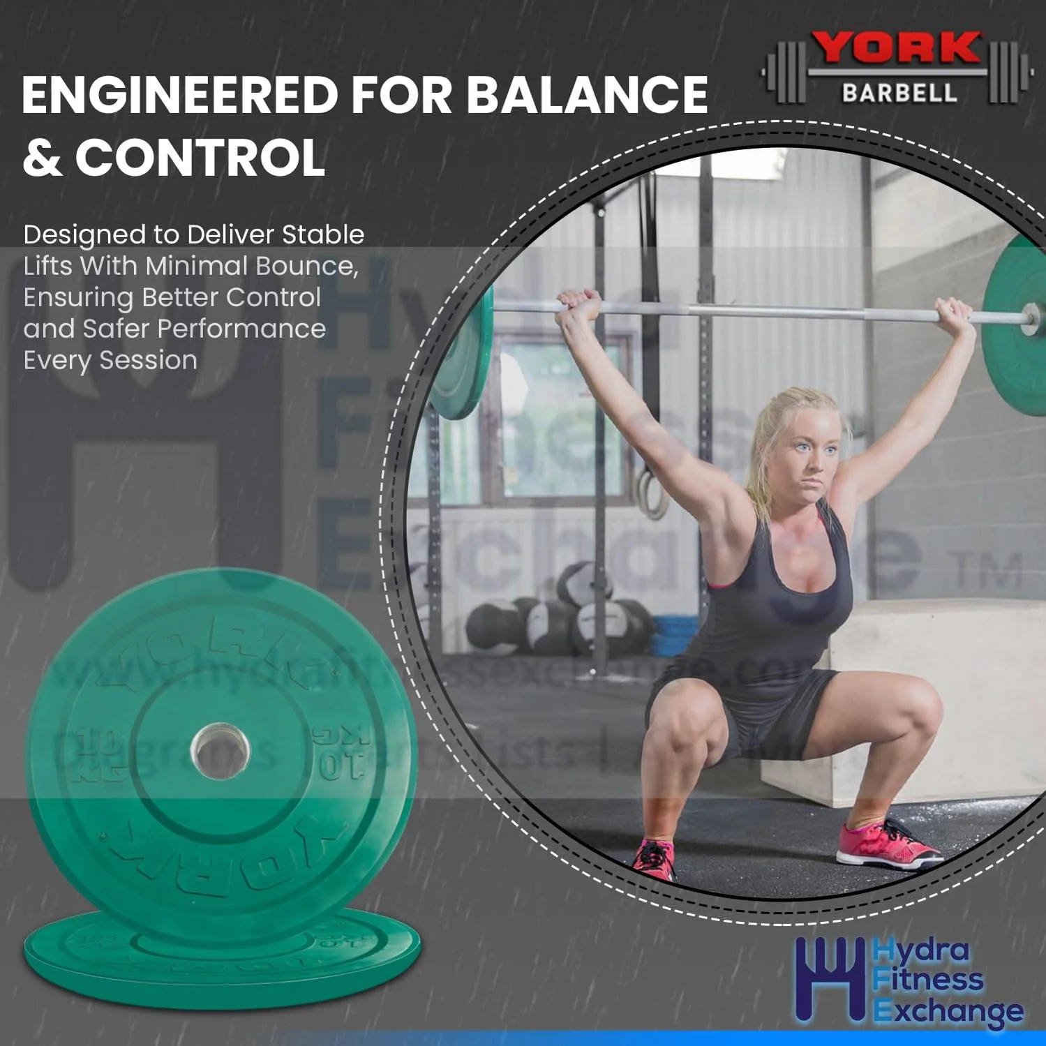 York Barbell Color-Coded Rubber Training Bumper Plates | Olympic Weightlifting Plates 25 KG | Durable Solid Rubber with 2” Center Steel Sleeve | Noise-Reducing, Floor-Protecting Weight Plates - Red - Image 9