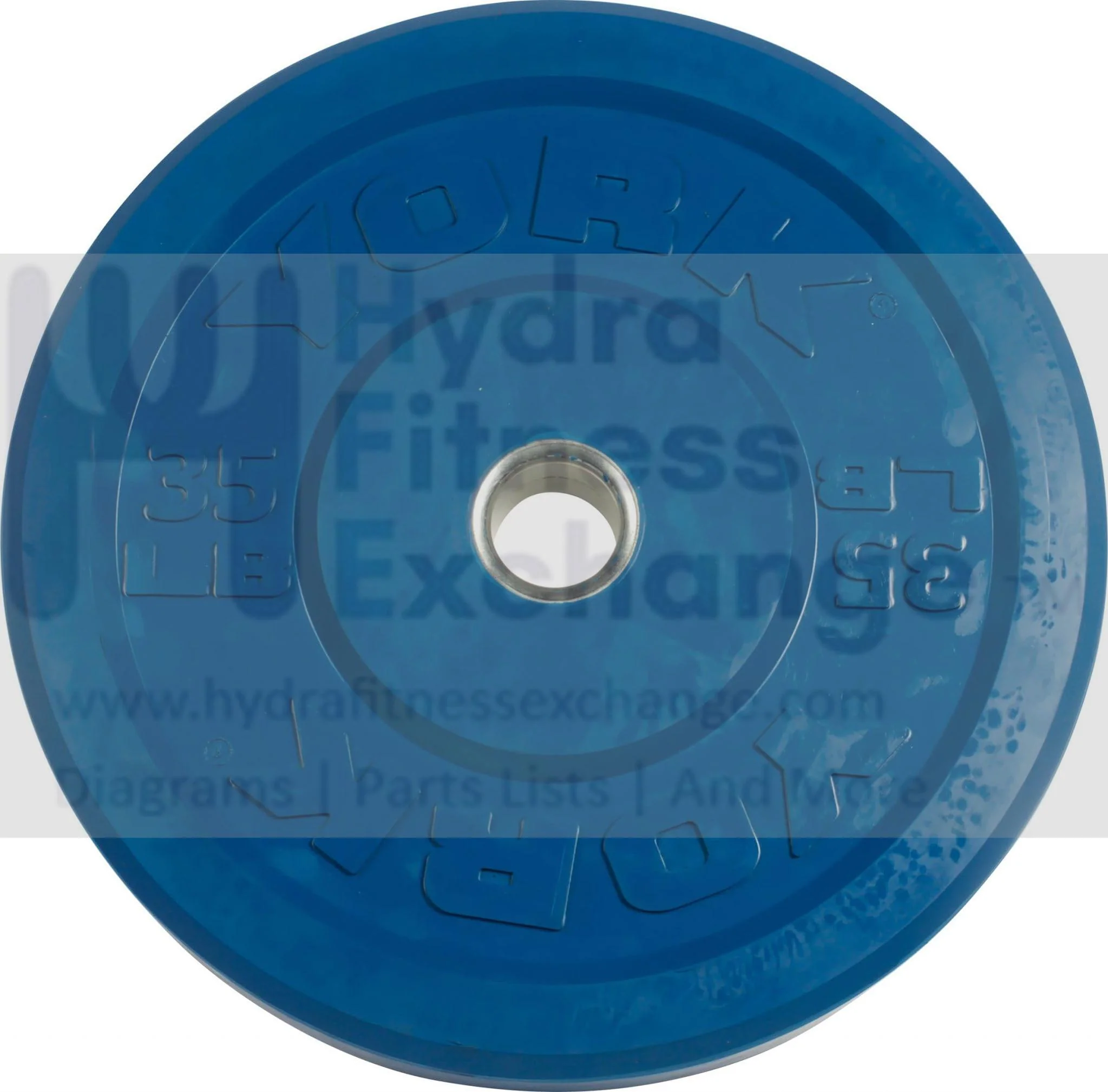 York Barbell Color-Coded Rubber Training Bumper Plates | Olympic Weightlifting Plates 35 LB | Durable Solid Rubber with 2” Center Steel Sleeve | Noise-Reducing, Floor-Protecting Weight Plates - Blue