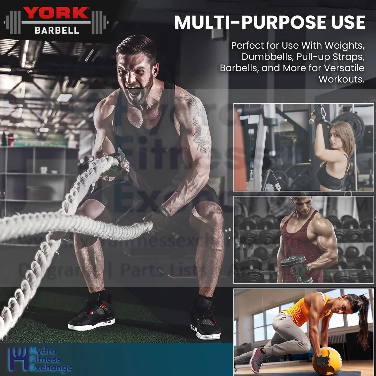 York Barbell Professional Weight Lifting Gloves for Men & Women – Premium Cowhide Leather Gym Gloves with Wrist Wrap Support, Quick Strap Closure, Soft Palm, Spandex Back – S/M/L/XL Sizes Black - Image 3