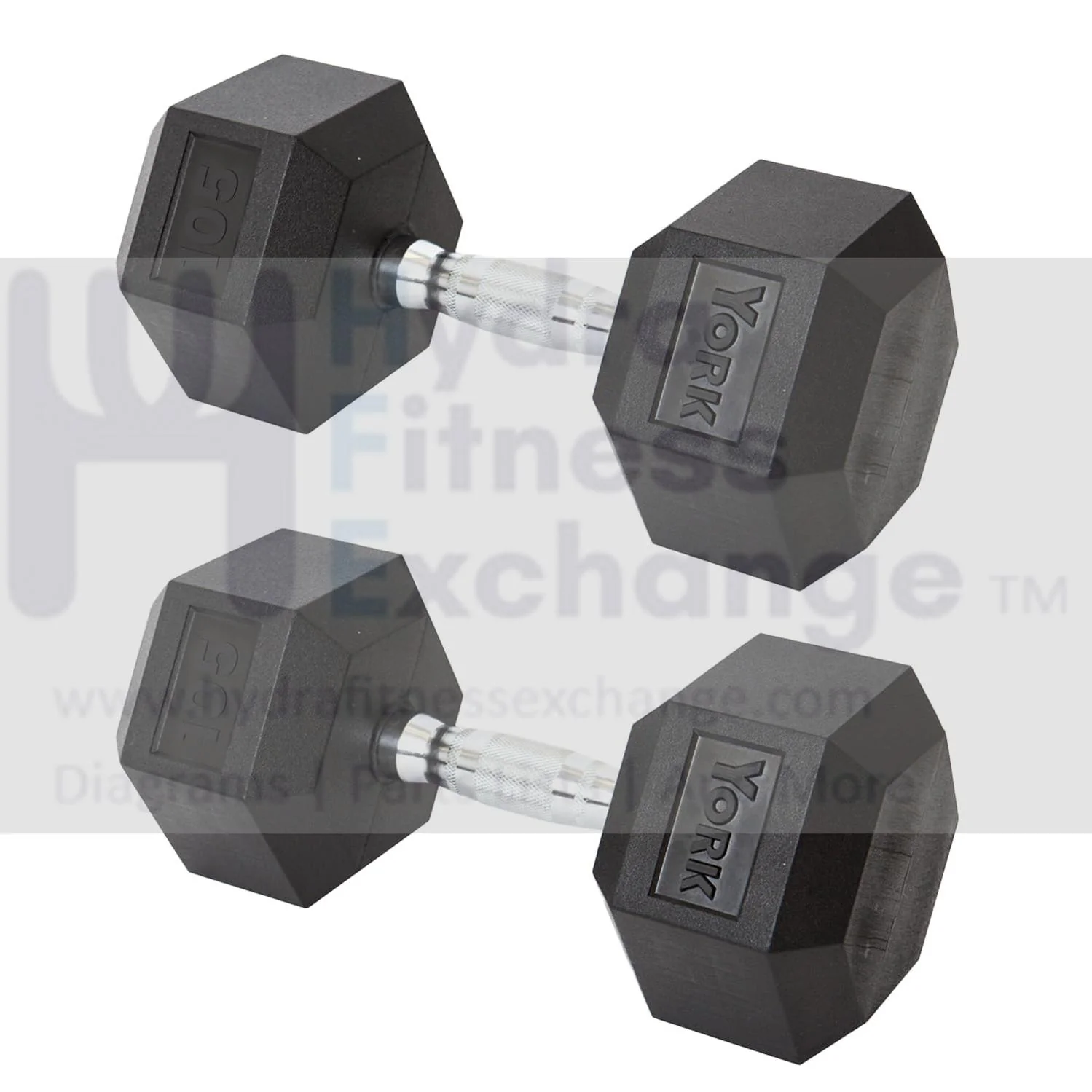 York Barbell Hex Dumbbell Set 105LB Rubber Coated Fixed Weight Dumbbells with Chrome Ergonomic Handle Odorless & Durable for Home Gym Women’s Strength Training Full Body Workouts - Pack of 2