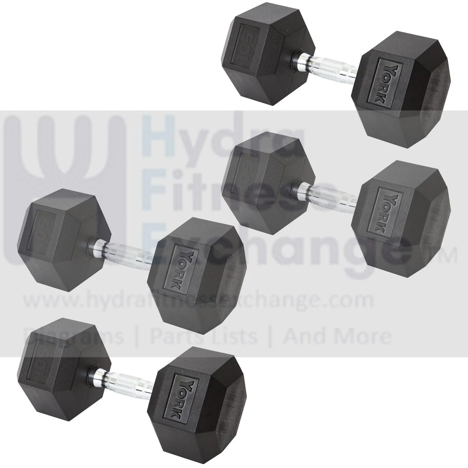 York Barbell Hex Dumbbell Set 105LB Rubber Coated Fixed Weight Dumbbells with Chrome Ergonomic Handle Odorless & Durable for Home Gym Women’s Strength Training Full Body Workouts - Pack of 4