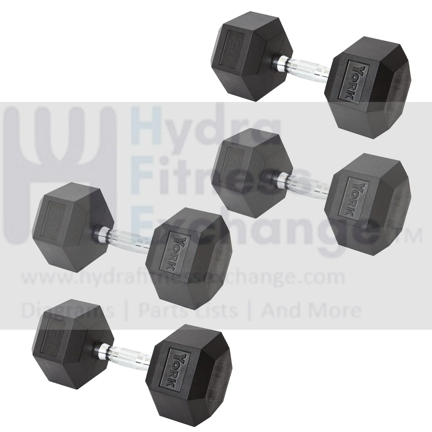 York Barbell Hex Dumbbell Set 115LB Rubber Coated Fixed Weight Dumbbells with Chrome Ergonomic Handle Odorless & Durable for Home Gym Women’s Strength Training Full Body Workouts - Pack of 4