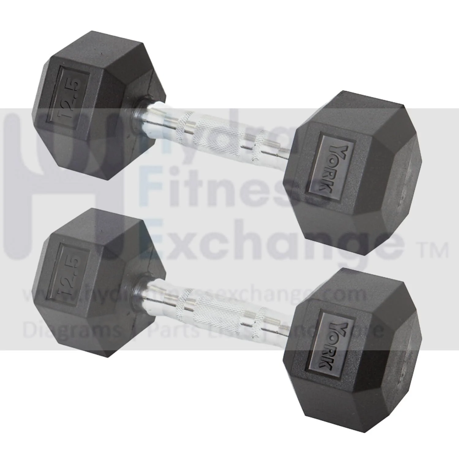 York Barbell Hex Dumbbell Set 12.5LB Rubber Coated Fixed Weight Dumbbells with Chrome Ergonomic Handle Odorless & Durable for Home Gym Women’s Strength Training Full Body Workouts - Pack of 2