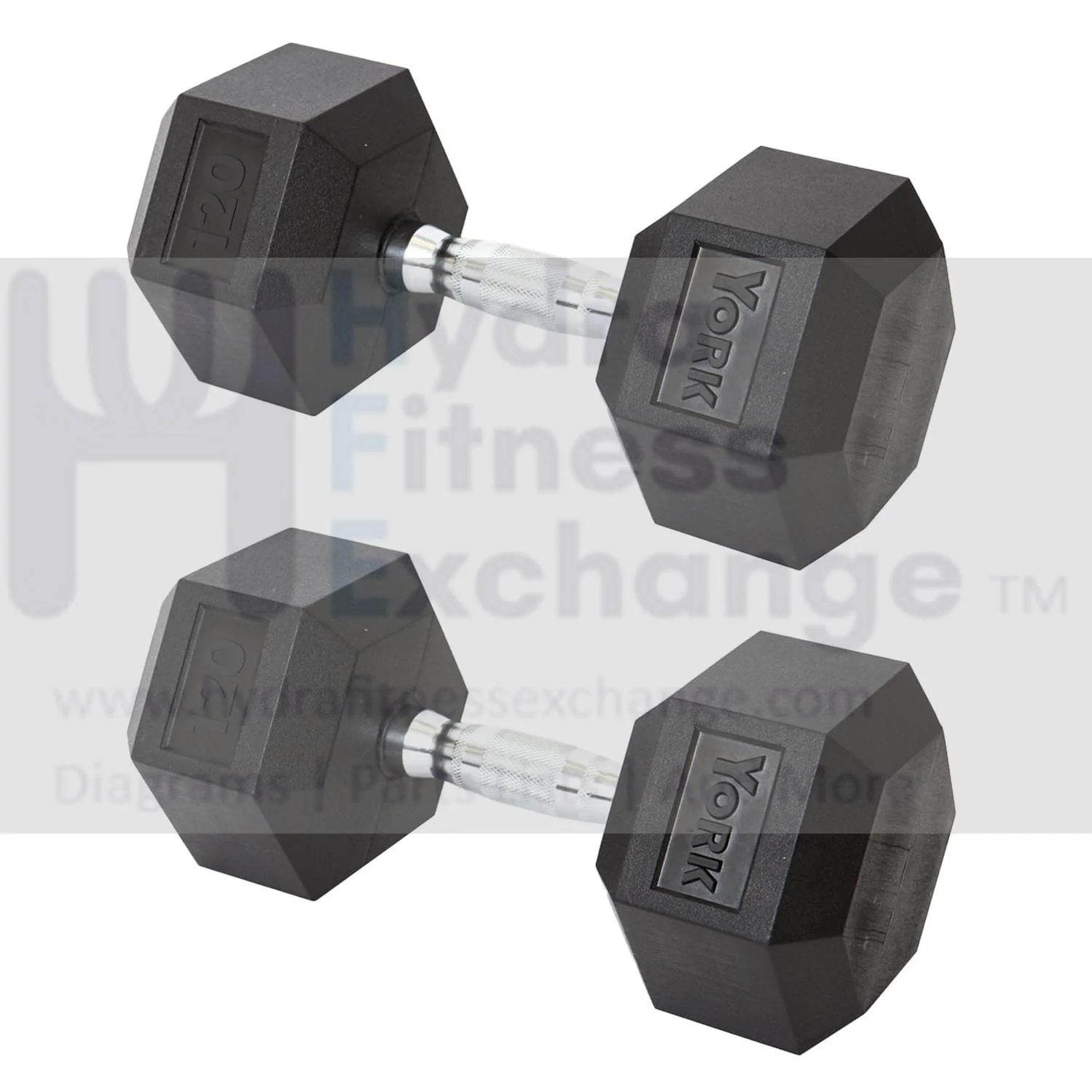 York Barbell Hex Dumbbell Set 120LB Rubber Coated Fixed Weight Dumbbells with Chrome Ergonomic Handle Odorless & Durable for Home Gym Women’s Strength Training Full Body Workouts - Pack of 2