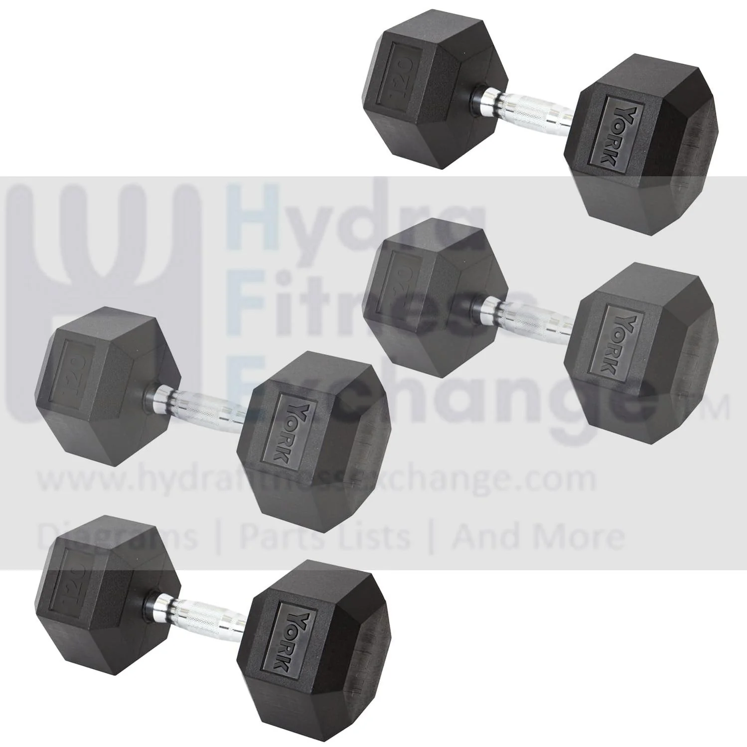 York Barbell Hex Dumbbell Set 120LB Rubber Coated Fixed Weight Dumbbells with Chrome Ergonomic Handle Odorless & Durable for Home Gym Women’s Strength Training Full Body Workouts - Pack of 4