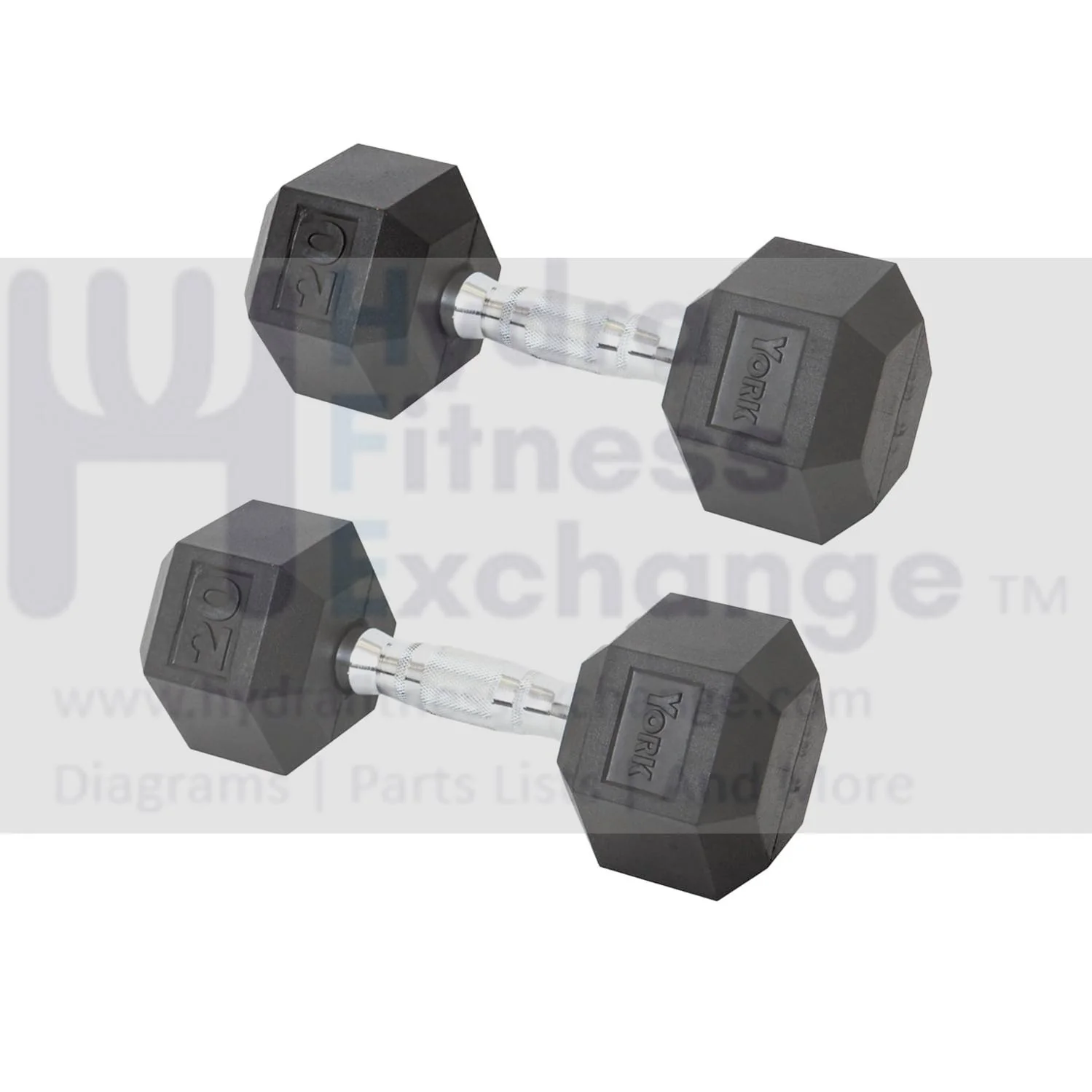 York Barbell Hex Dumbbell Set 20LB Rubber Coated Fixed Weight Dumbbells with Chrome Ergonomic Handle Odorless & Durable for Home Gym Women’s Strength Training Full Body Workouts - Pack of 2