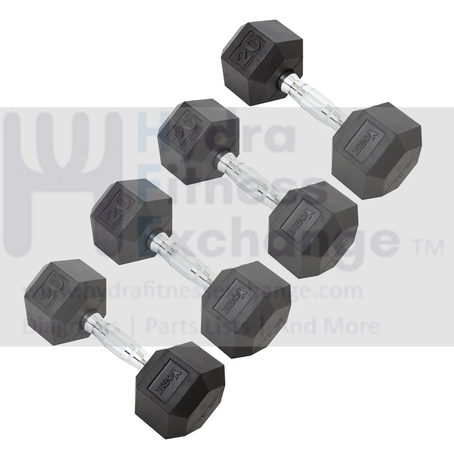 York Barbell Hex Dumbbell Set 20LB Rubber Coated Fixed Weight Dumbbells with Chrome Ergonomic Handle Odorless & Durable for Home Gym Women’s Strength Training Full Body Workouts - Pack of 4