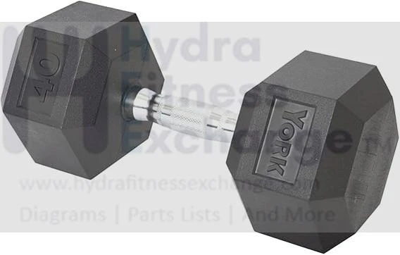 York Barbell Hex Dumbbell Set 40LB Rubber Coated Fixed Weight Dumbbells with Chrome Ergonomic Handle Odorless & Durable for Home Gym Women’s Strength Training Full Body Workouts - Pack of 1