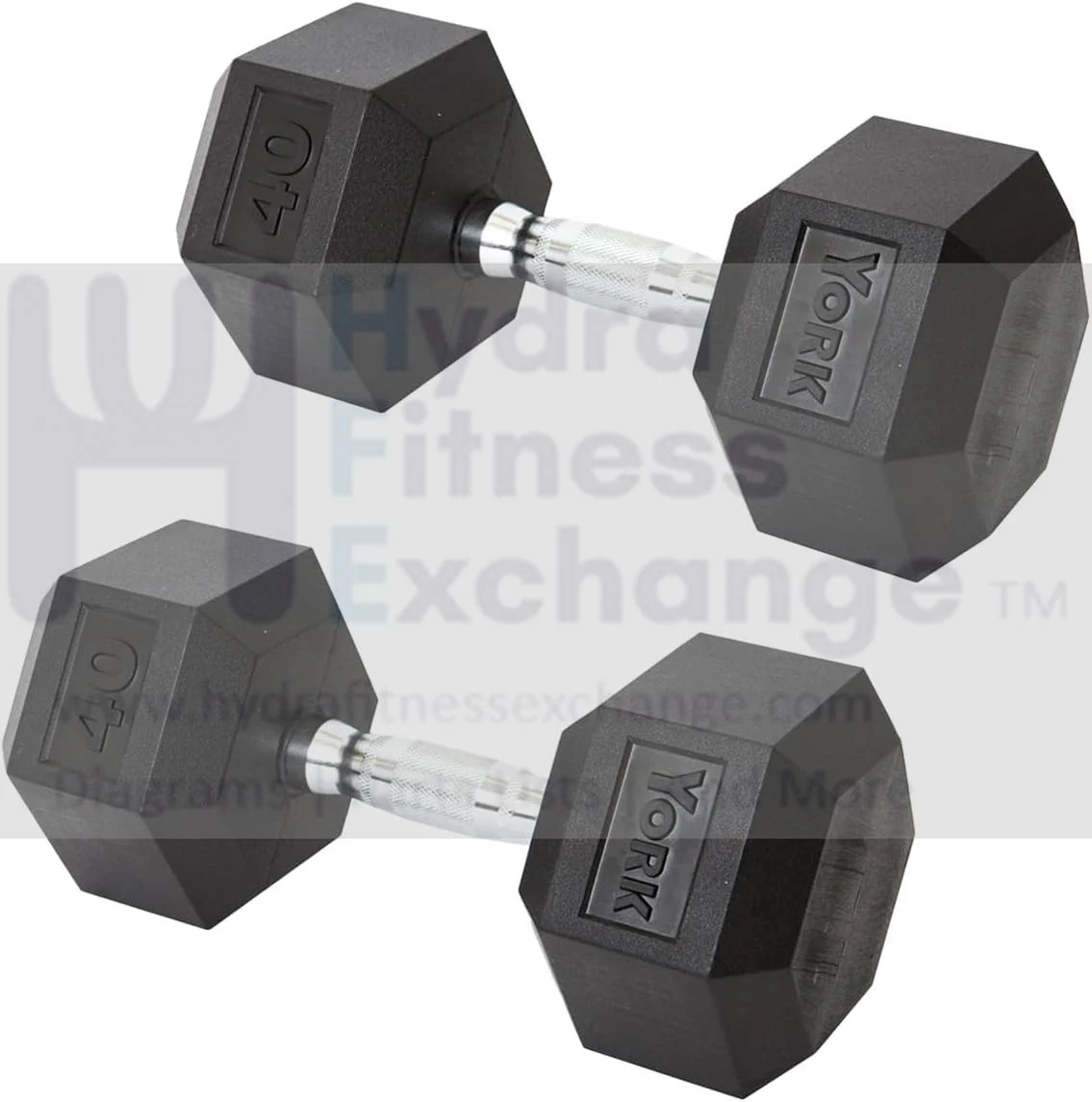 York Barbell Hex Dumbbell Set 40LB Rubber Coated Fixed Weight Dumbbells with Chrome Ergonomic Handle Odorless & Durable for Home Gym Women’s Strength Training Full Body Workouts - Pack of 2