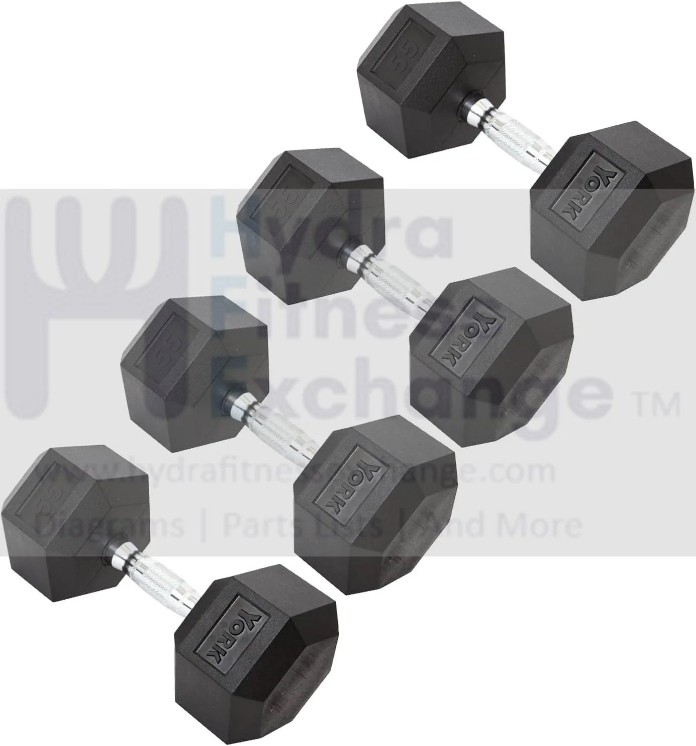 York Barbell Hex Dumbbell Set 55LB Rubber Coated Fixed Weight Dumbbells with Chrome Ergonomic Handle Odorless & Durable for Home Gym Women’s Strength Training Full Body Workouts - Pack of 1, 2 & 4