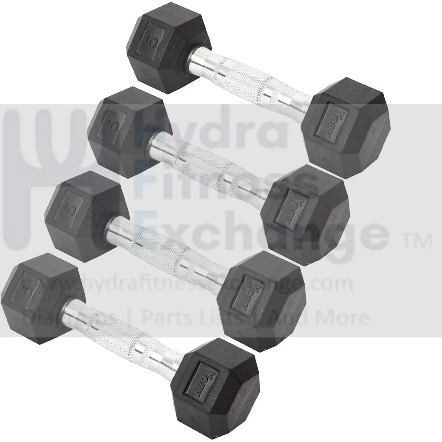 York Barbell Hex Dumbbell Set 5LB Rubber Coated Fixed Weight Dumbbells with Chrome Ergonomic Handle Odorless & Durable for Home Gym Women’s Strength Training Full Body Workouts - Pack of 4