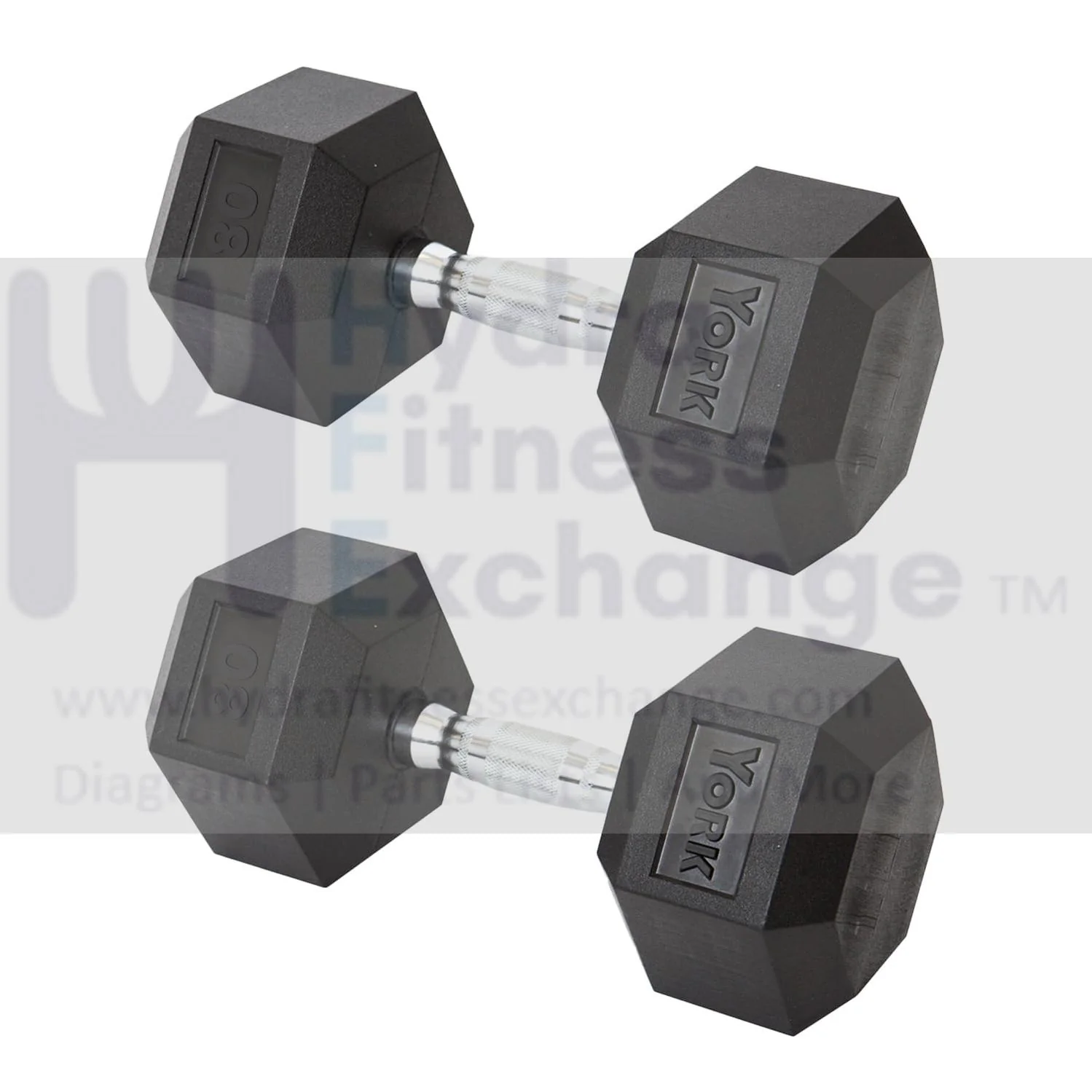 York Barbell Hex Dumbbell Set 80LB Rubber Coated Fixed Weight Dumbbells with Chrome Ergonomic Handle Odorless & Durable for Home Gym Women’s Strength Training Full Body Workouts - Pack of 2