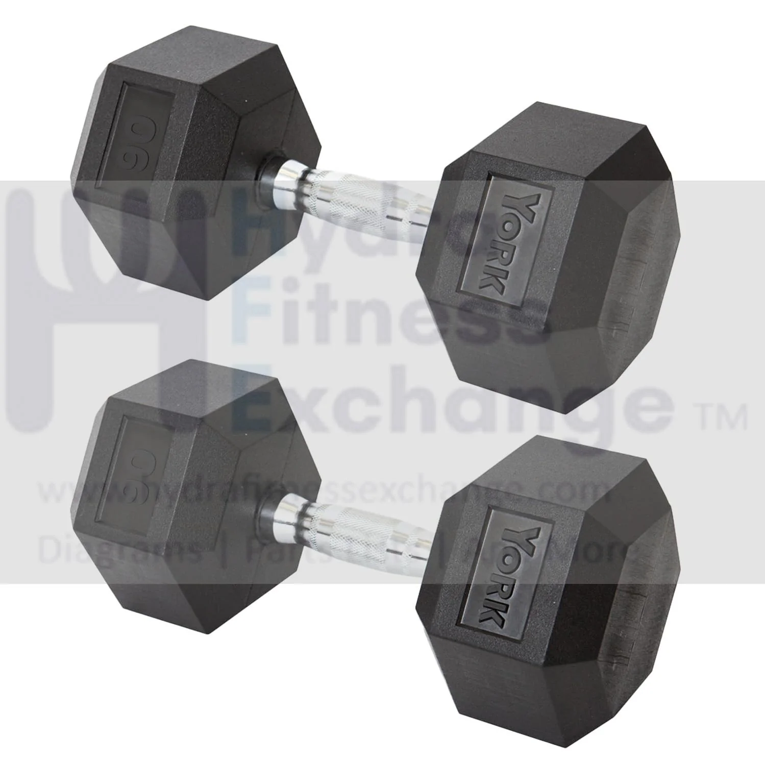 York Barbell Hex Dumbbell Set 90LB Rubber Coated Fixed Weight Dumbbells with Chrome Ergonomic Handle Odorless & Durable for Home Gym Women’s Strength Training Full Body Workouts - Pack of 2