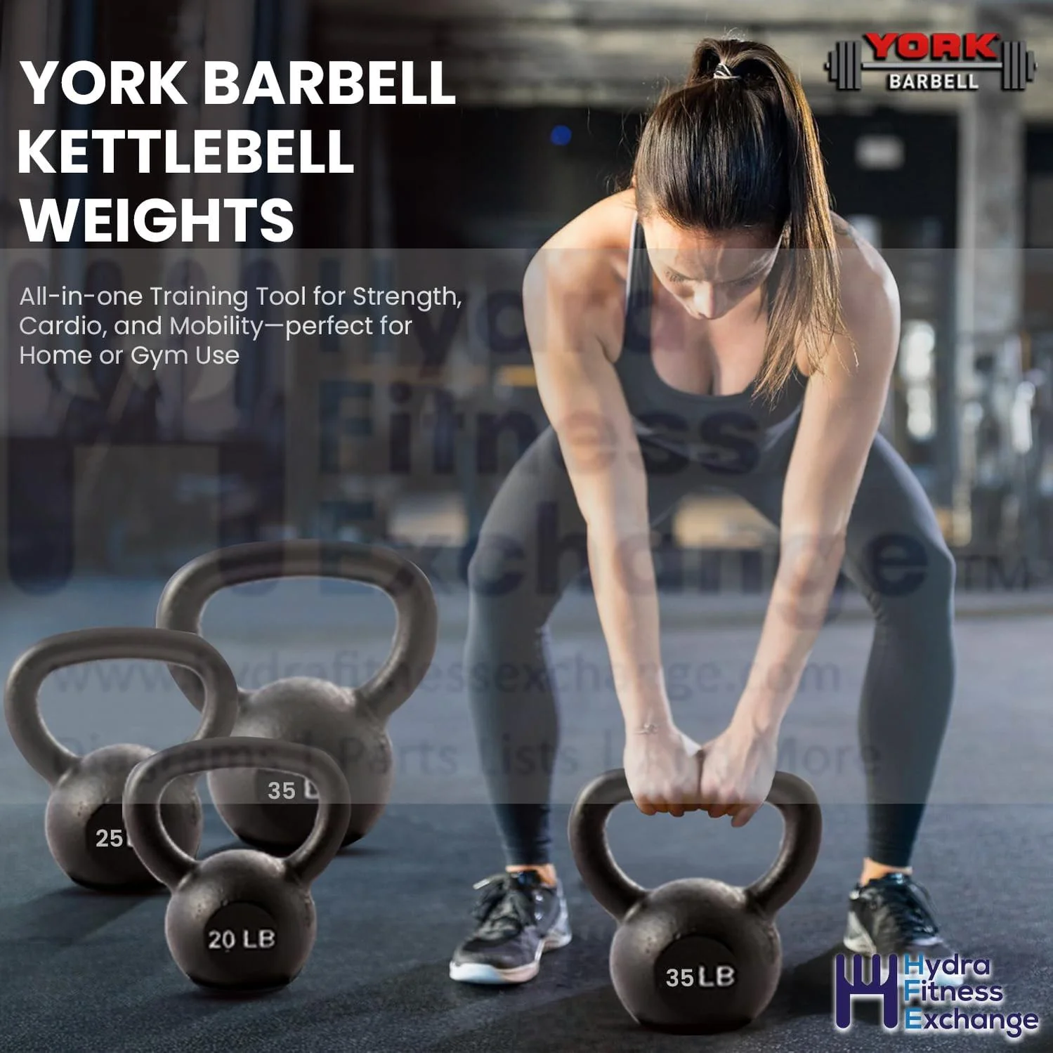 York Barbell Kettlebell Weights – 50 LB Cast Iron Kettlebells with Matte Black Finish – Full Body Strength Training & CrossFit Conditioning – Ideal for Russian Swings, Squats, Presses & More - Image 2