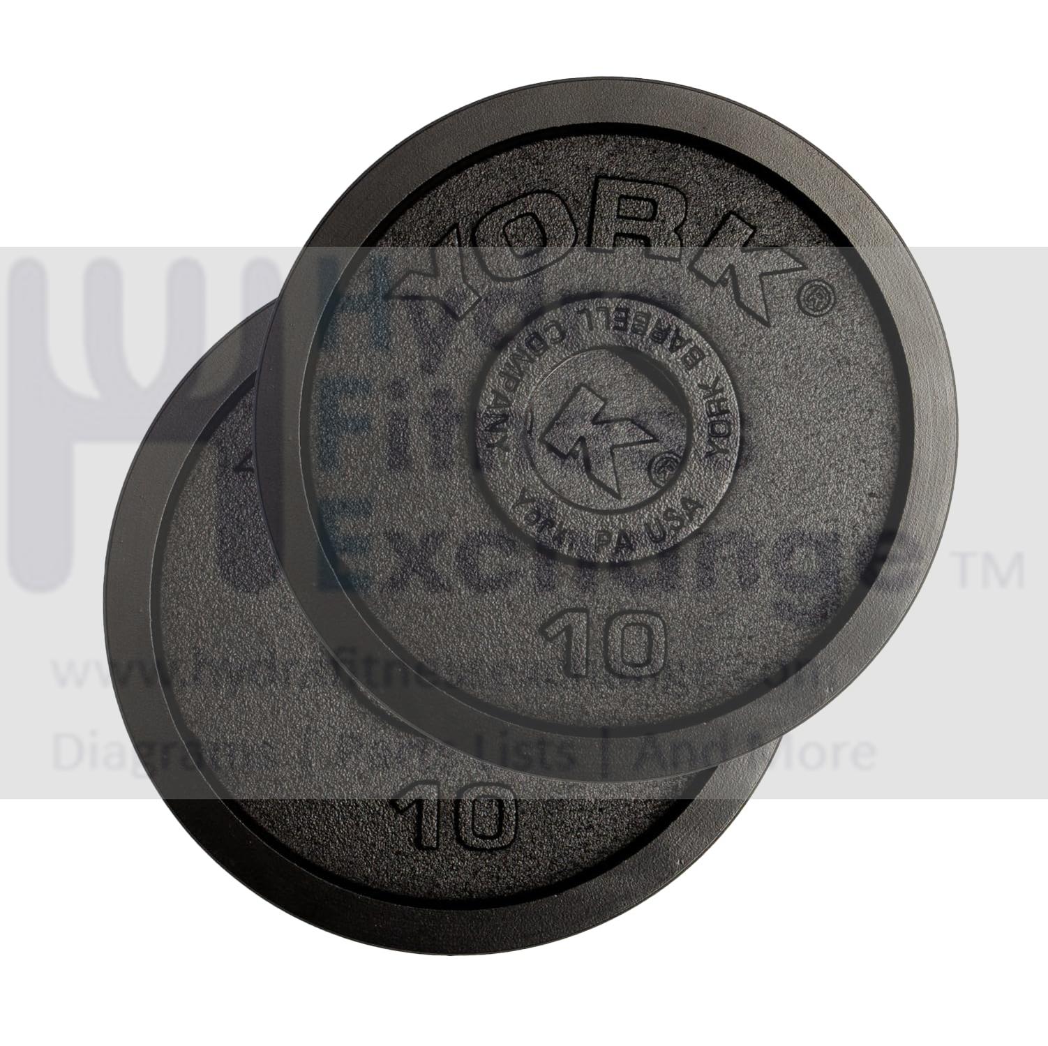 York Barbell Legacy 2-Inch Cast Iron Olympic Weight Plate Set – Precision Milled, +/-2% Tolerance – 10lb Pair – Fits Standard Olympic Bars – Smooth Back & Edge