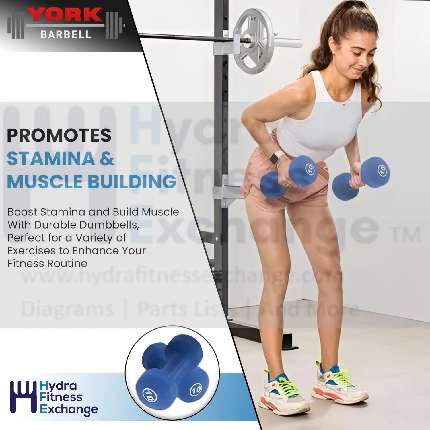 York Barbell Neoprene Coated Fitbell Dumbbell 10LB Pack 4 Dumbbell Set Women&Men - Image 3