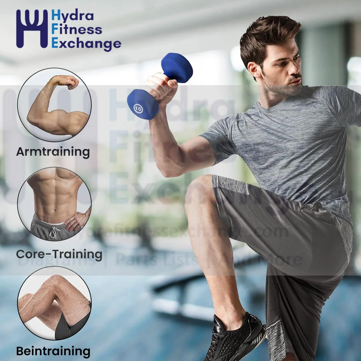 York Barbell Neoprene Coated Fitbell Dumbbell (10LB Pack of 4) | Dumbbell Set for Women & Men Durable Anti-Roll Anti-Slip, Color Royal Blue | Ideal for Arm Rows Squats Chest Presses Bicep Curls - Image 5