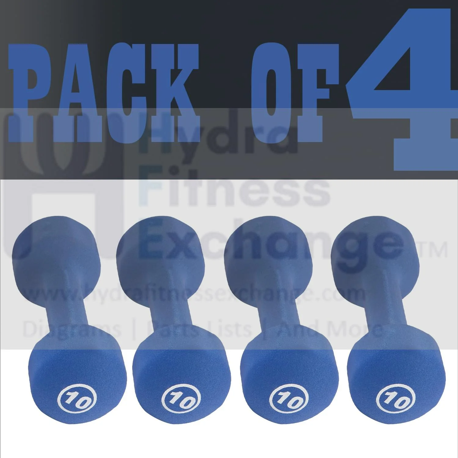 York Barbell Neoprene Coated Fitbell Dumbbell (10LB Pack of 4) | Dumbbell Set for Women & Men Durable Anti-Roll Anti-Slip, Color Royal Blue | Ideal for Arm Rows Squats Chest Presses Bicep Curls - Image 8