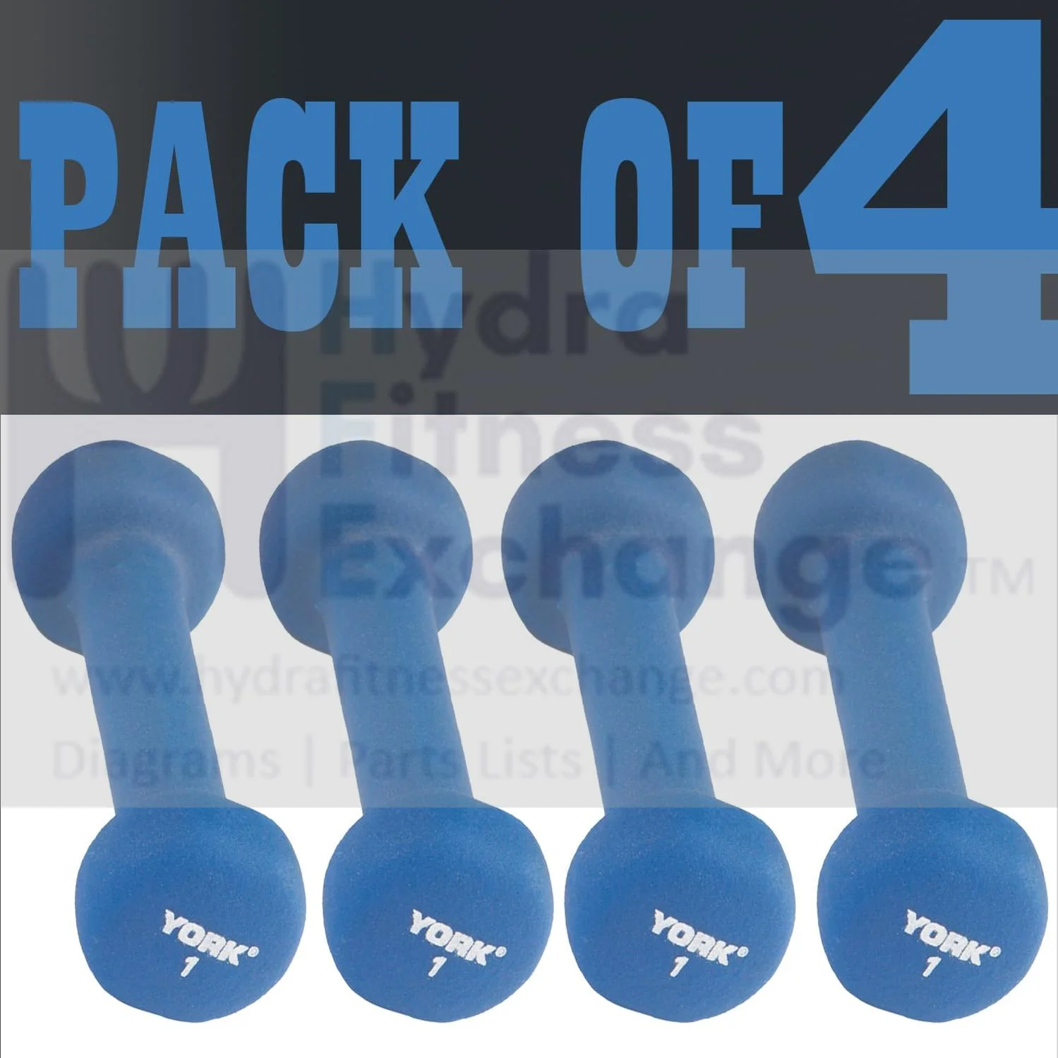 York Barbell Neoprene Coated Fitbell Dumbbell (1LB Pack of 4) | Dumbbell Set for Women & Men Durable Anti-Roll Anti-Slip, Color Blue | Ideal for Arm Rows Squats Chest Presses Bicep Curls - Image 2
