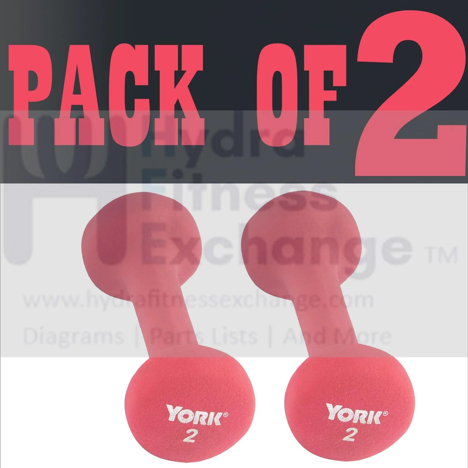 York Barbell Neoprene Coated Fitbell Dumbbell (2LB Pack of 2) | Dumbbell Set for Women & Men Durable Anti-Roll Anti-Slip, Color Red | Ideal for Arm Rows Squats Chest Presses Bicep Curls - Image 2