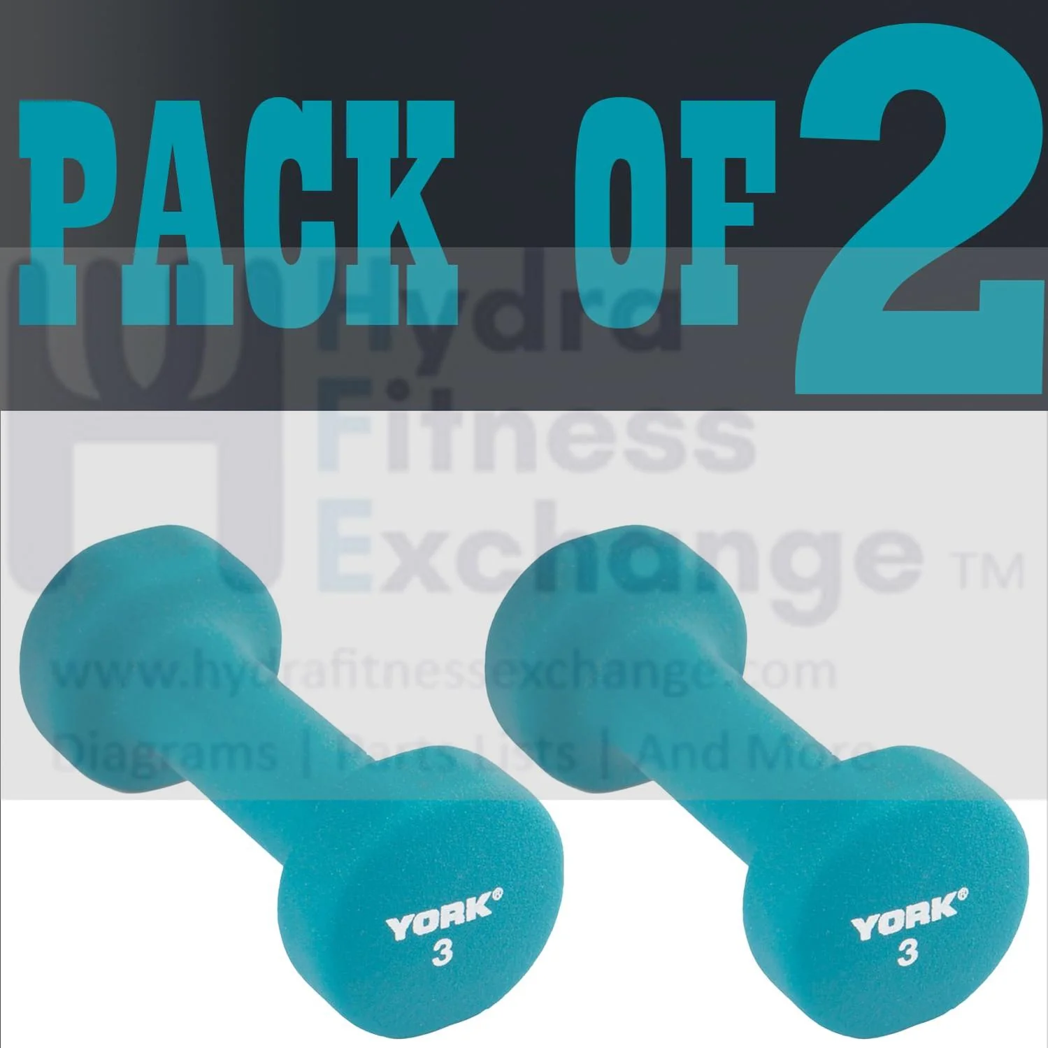 York Barbell Neoprene Coated Fitbell Dumbbell (3LB Pack of 2) | Dumbbell Set for Women & Men Durable Anti-Roll Anti-Slip, Color Teal | Ideal for Arm Rows Squats Chest Presses Bicep Curls - Image 2