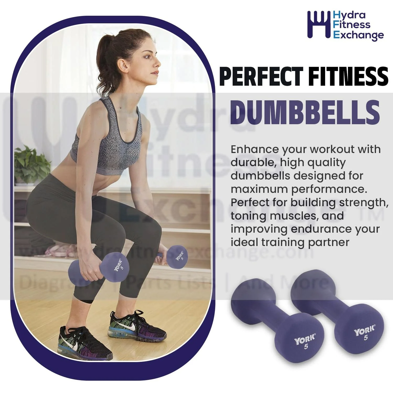 York Barbell Neoprene Coated Fitbell Dumbbell (5LB Pack of 2) | Dumbbell Set for Women & Men Durable Anti-Roll Anti-Slip, Color Purple | Ideal for Arm Rows Squats Chest Presses Bicep Curls - Image 3