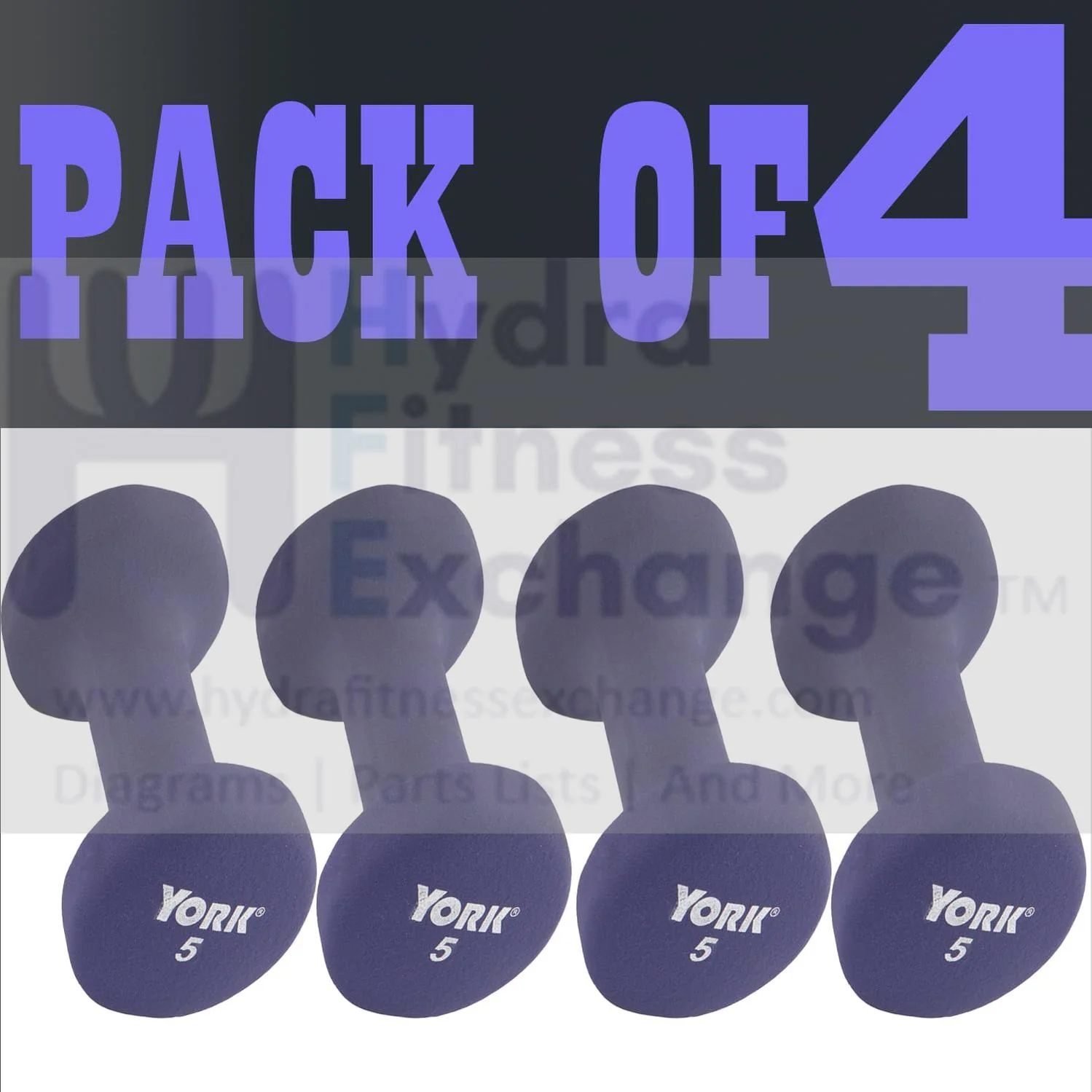 York Barbell Neoprene Coated Fitbell Dumbbell (5LB Pack of 4) | Dumbbell Set for Women & Men Durable Anti-Roll Anti-Slip, Color Purple | Ideal for Arm Rows Squats Chest Presses Bicep Curls - Image 8