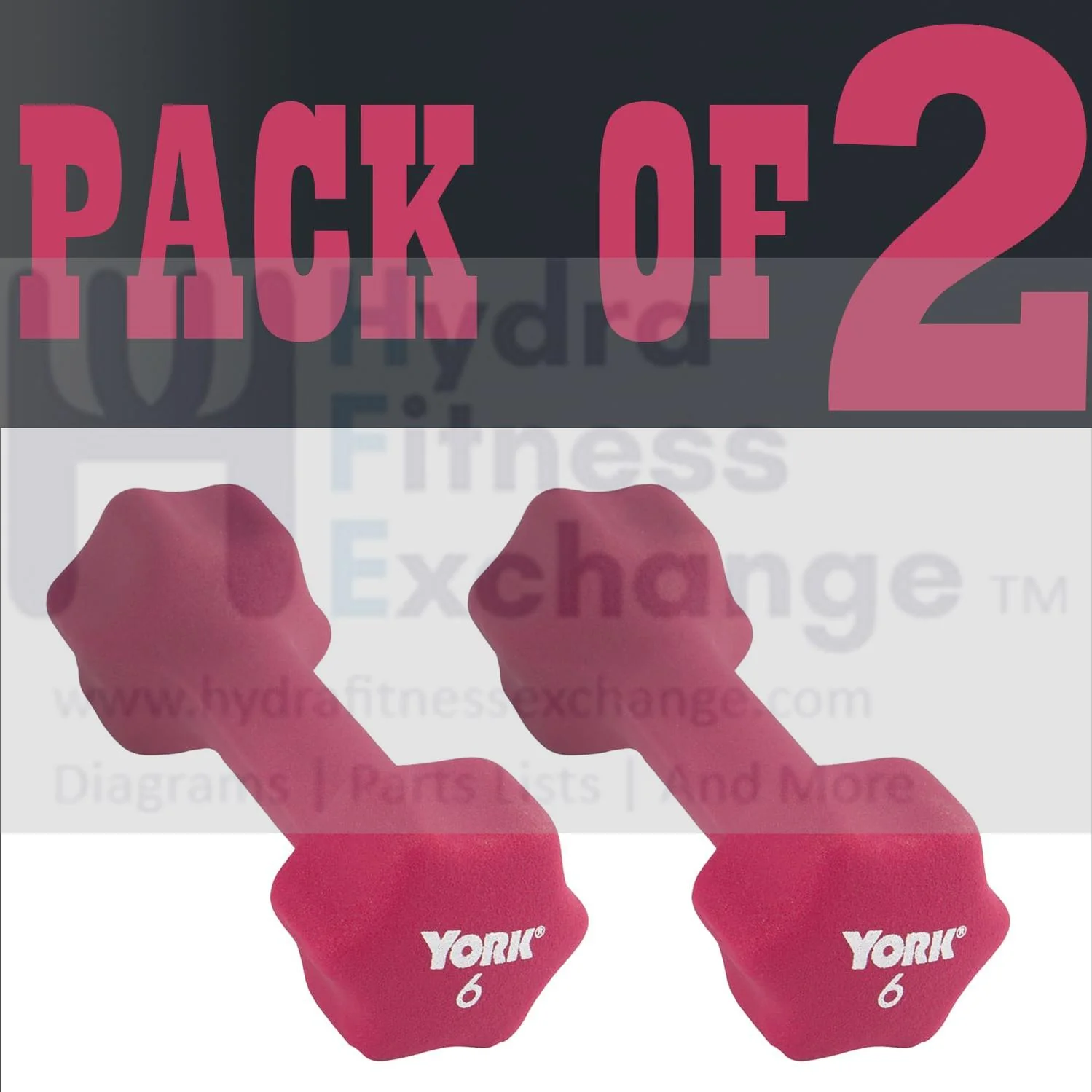 York Barbell Neoprene Coated Fitbell Dumbbell (6LB Pack of 2) | Dumbbell Set for Women & Men Durable Anti-Roll Anti-Slip, Color Magenta | Ideal for Arm Rows Squats Chest Presses Bicep Curls - Image 2