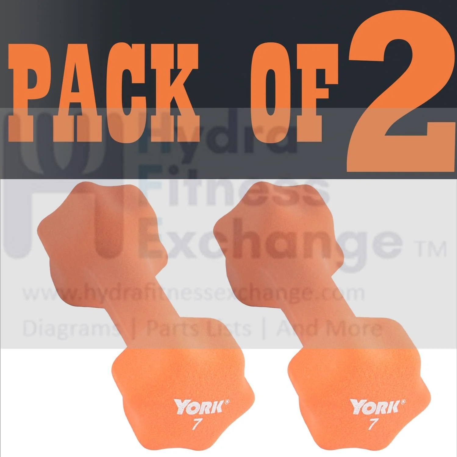 York Barbell Neoprene Coated Fitbell Dumbbell (7LB Pack of 2) | Dumbbell Set for Women & Men Durable Anti-Roll Anti-Slip, Color Pumpkin | Ideal for Arm Rows Squats Chest Presses Bicep Curls - Image 2