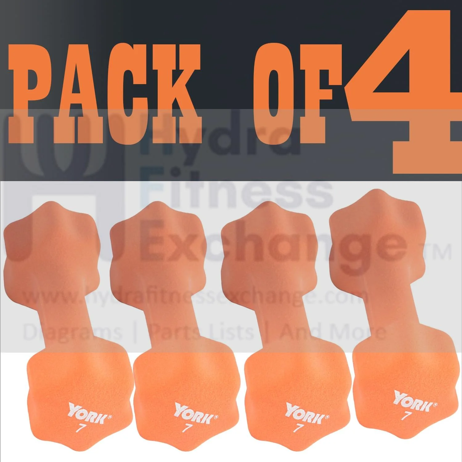 York Barbell Neoprene Coated Fitbell Dumbbell (7LB Pack of 4) | Dumbbell Set for Women & Men Durable Anti-Roll Anti-Slip, Color Pumpkin | Ideal for Arm Rows Squats Chest Presses Bicep Curls - Image 2