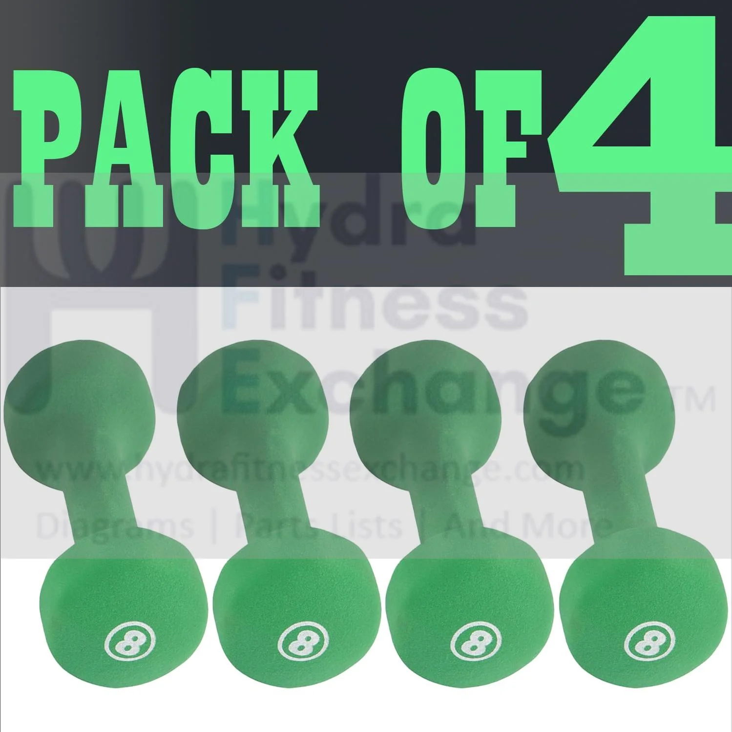 York Barbell Neoprene Coated Fitbell Dumbbell (8LB Pack of 4) | Dumbbell Set for Women & Men Durable Anti-Roll Anti-Slip, Color Green | Ideal for Arm Rows Squats Chest Presses Bicep Curls - Image 2