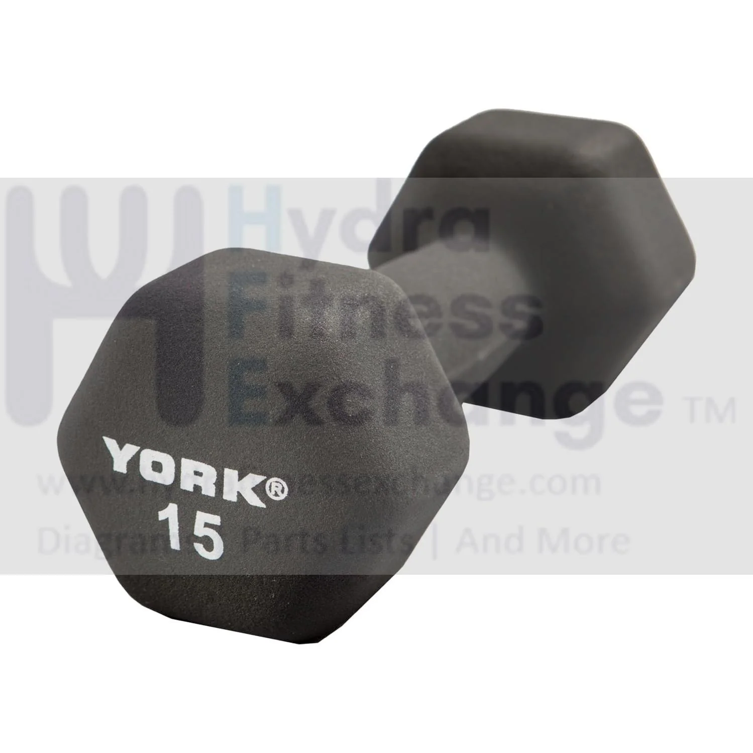 York Barbell Neoprene Hexagon Dumbbells with Cast Ergo Handle (15lb, Pack of 1)