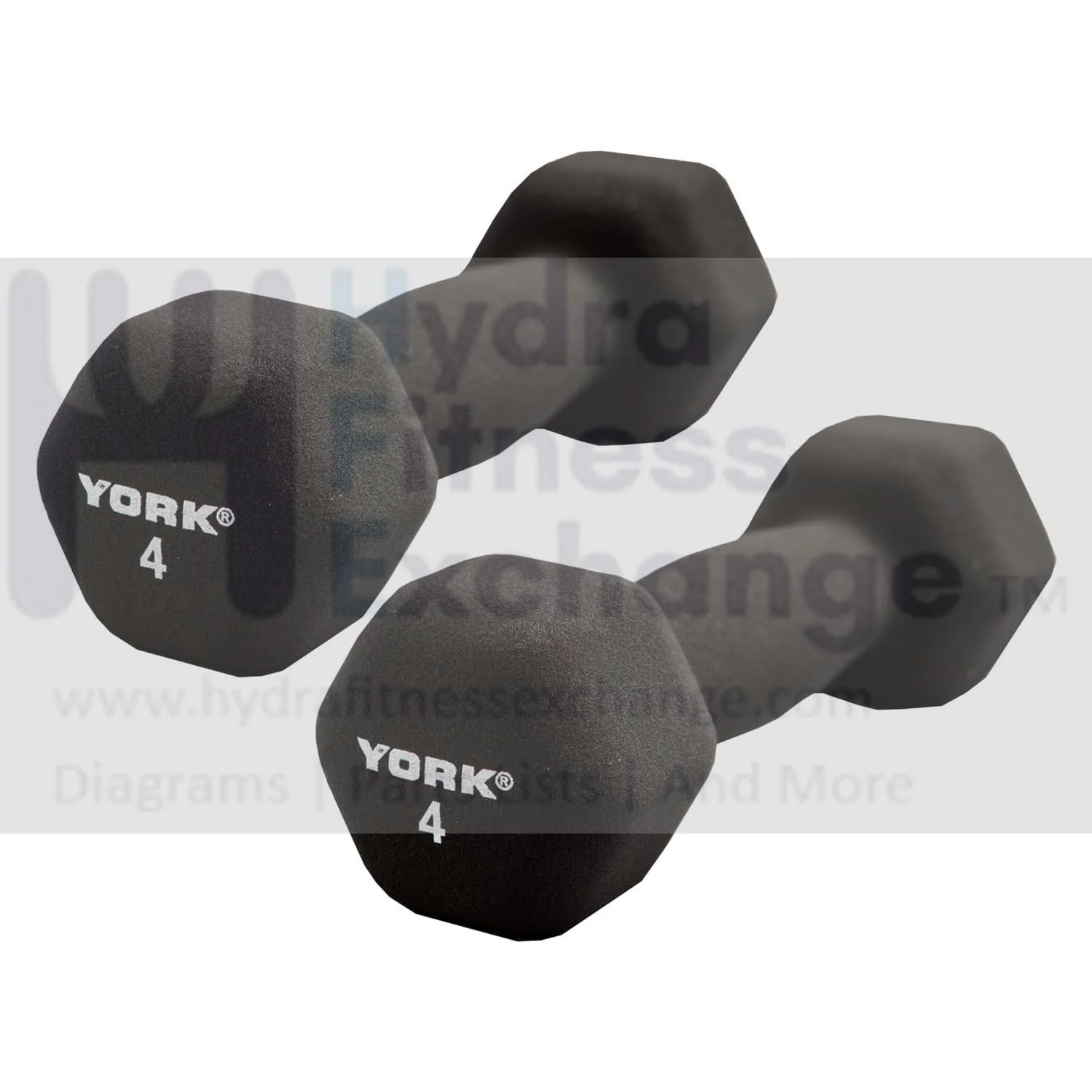 York Barbell Neoprene Hexagon Dumbbells with Cast Ergo Handle (4lb, Pack of 2)