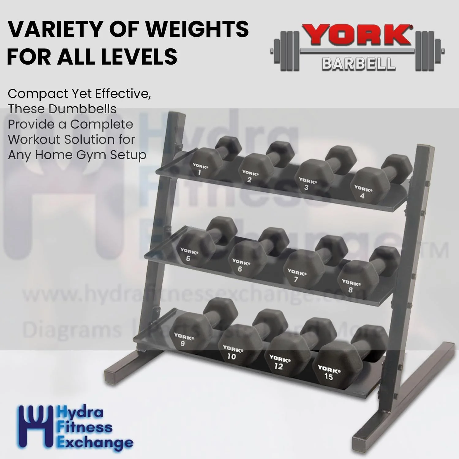 York Barbell Neoprene Hexagon Dumbbells with Cast Ergo Handle (6lb, Pack of 4) | Durable Anti-Slip Exercise & Fitness Strength Training Free Weights for Home Gym | Black | For Men & Women - Image 7