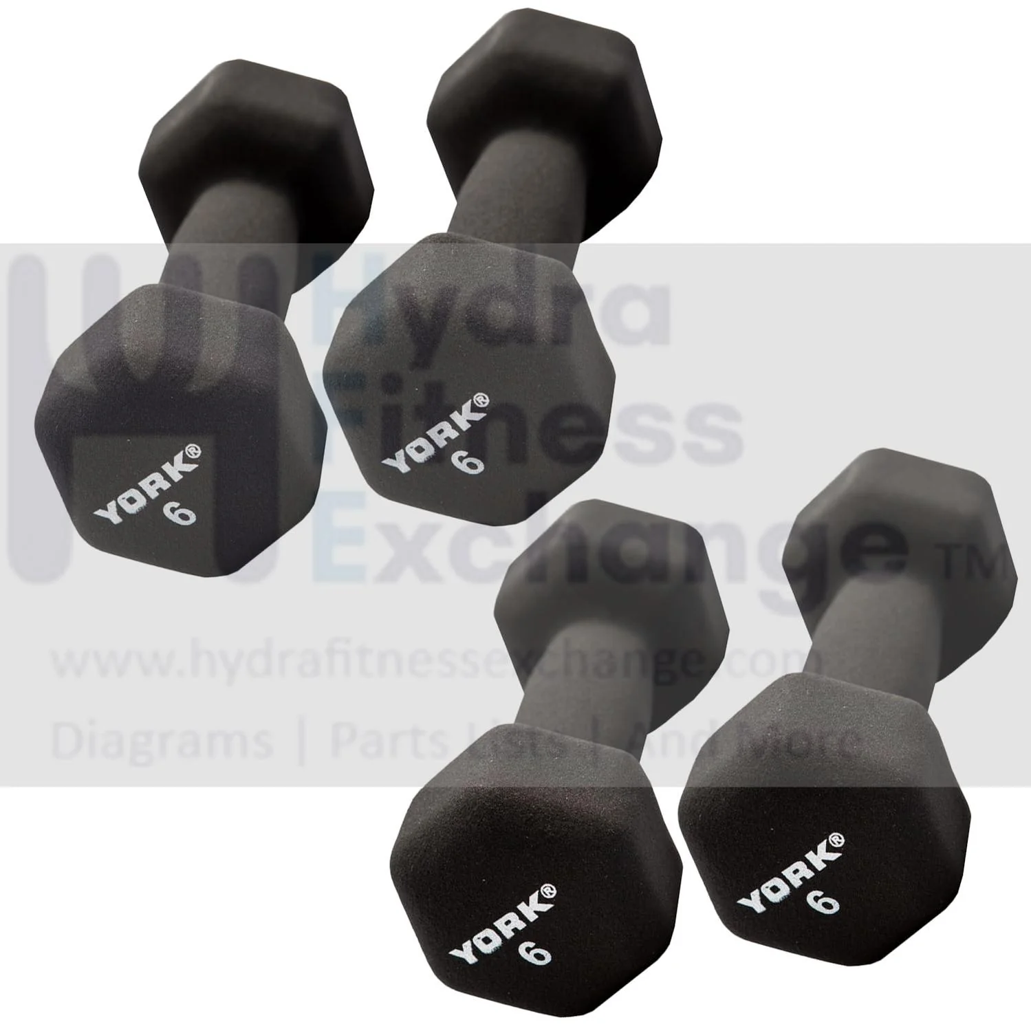 York Barbell Neoprene Hexagon Dumbbells with Cast Ergo Handle (6lb, Pack of 4) | Durable Anti-Slip Exercise & Fitness Strength Training Free Weights for Home Gym | Black | For Men & Women - Image 8