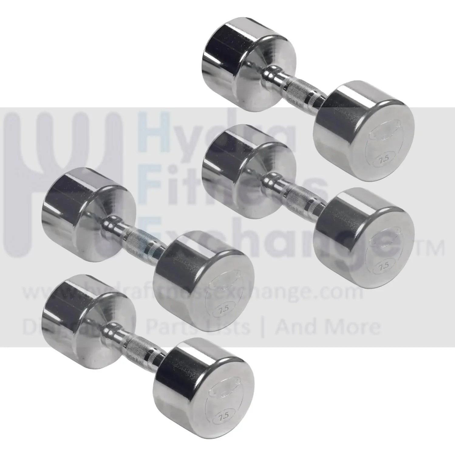York Barbell Professional Chrome Dumbbell with Ergo Grip, Heavy-Duty Solid Steel Knurled Handles, Hand Weights for Exercise Muscle Toning Home Gym Workout and Fitness Training - 7.5lb LB Pak of 4