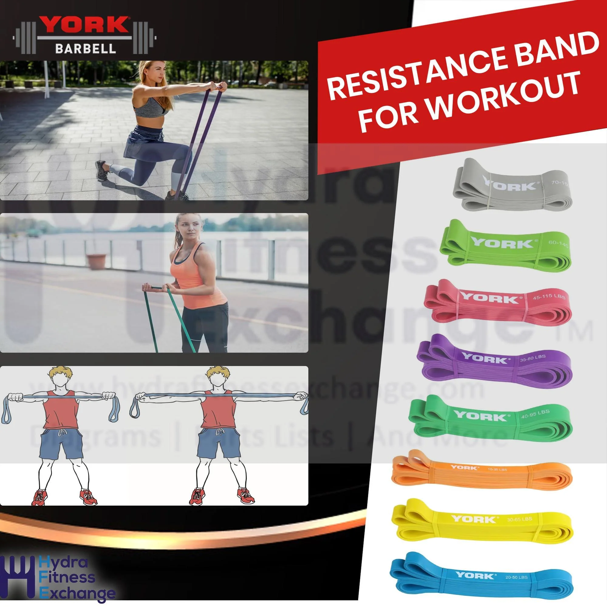 YORK Barbell Pull Up Resistance Bands 19mm - Light Blue (20-50lbs) - Heavy Duty Long Elastic Bands for Workout, Fitness, Training, and Physical Therapy - Large Rubber Bands for Men Women - Image 4