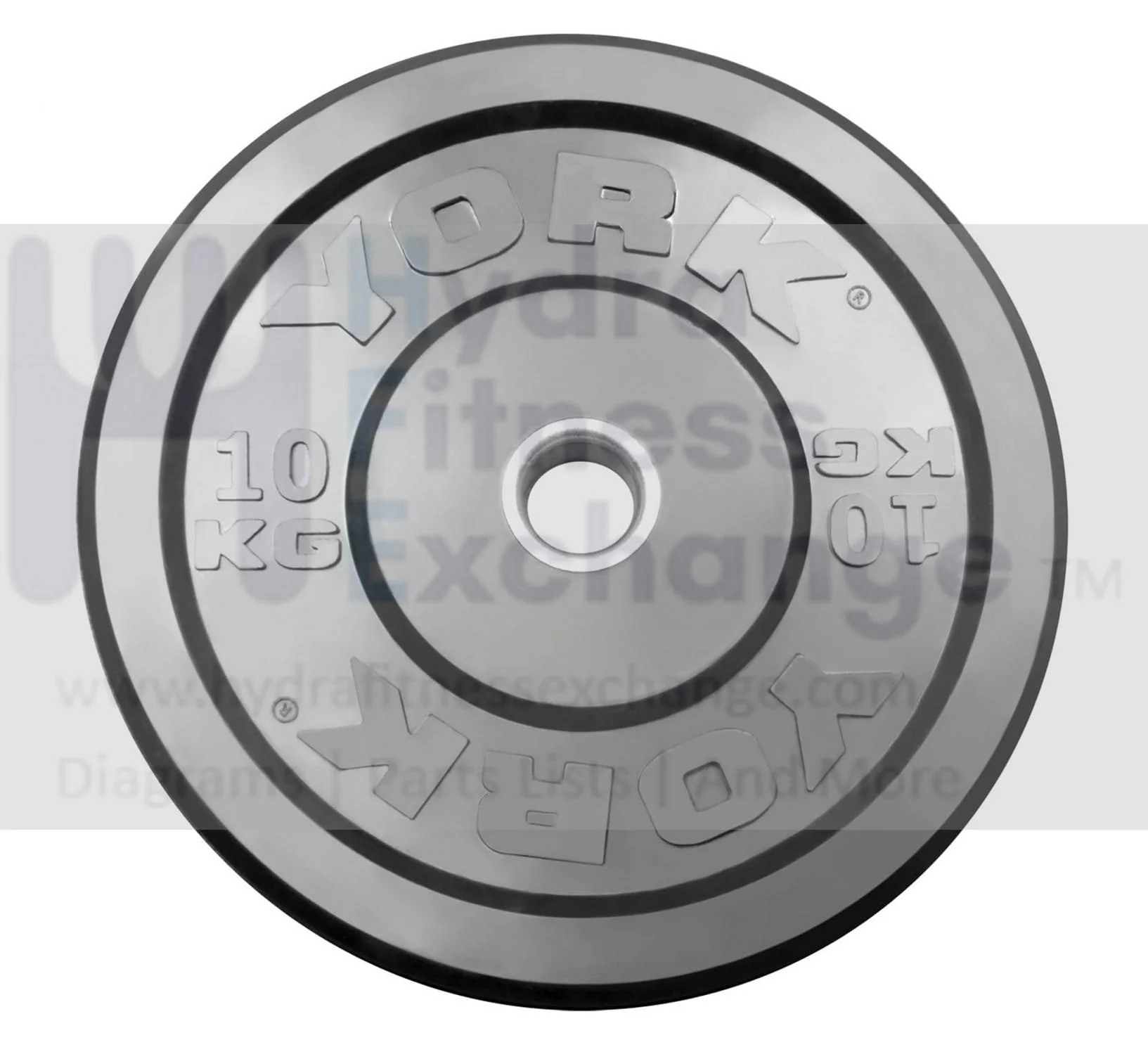 York Barbell Rubber Training Bumper Plate – Olympic Weight Plates with 2" Reinforced Center Steel Sleeve – Solid Rubber for Noise Reduction, Floor Protection – 10 kg Dia 17½", Thk 2"