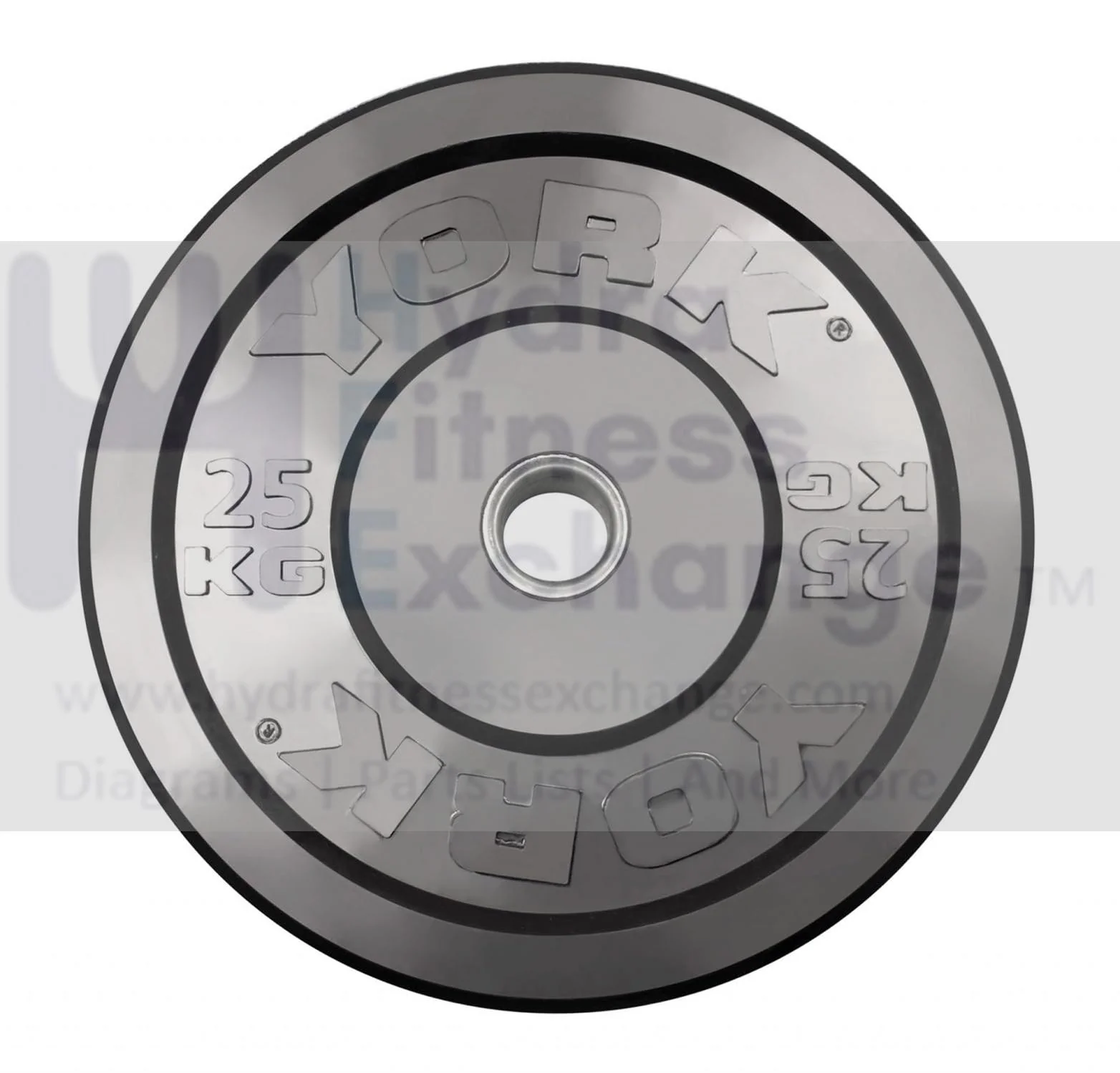 York Barbell Rubber Training Bumper Plate – Olympic Weight Plates with 2" Reinforced Center Steel Sleeve – Solid Rubber for Noise Reduction, Floor Protection – 25 kg Dia 17¾", Thk 3¾"