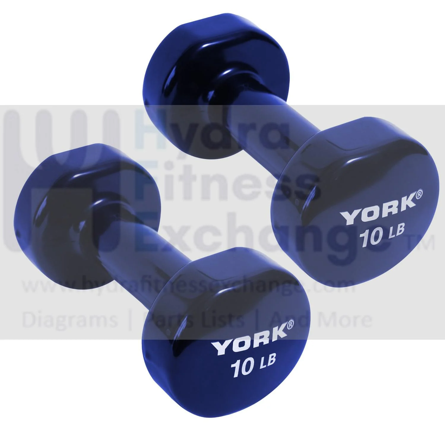 York Barbell Vinyl Coated Fitbell Dumbbell (10LB, Pack of 2) | Durable Anti-Roll Anti-Slip, Color Blue | Ideal for Arm Rows Squats Chest Presses Bicep Curls Walking Jogging & Yoga