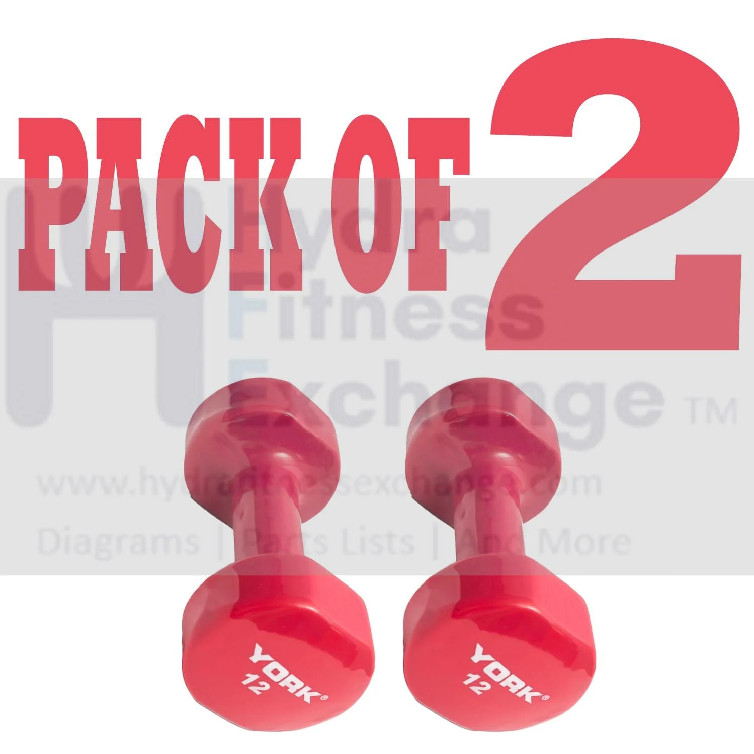 York Barbell Vinyl Coated Fitbell Dumbbell (12LB, Pack of 2) | Durable Anti-Roll Anti-Slip, Color Magenta | Ideal for Arm Rows Squats Chest Presses Bicep Curls Walking Jogging & Yoga - Image 2
