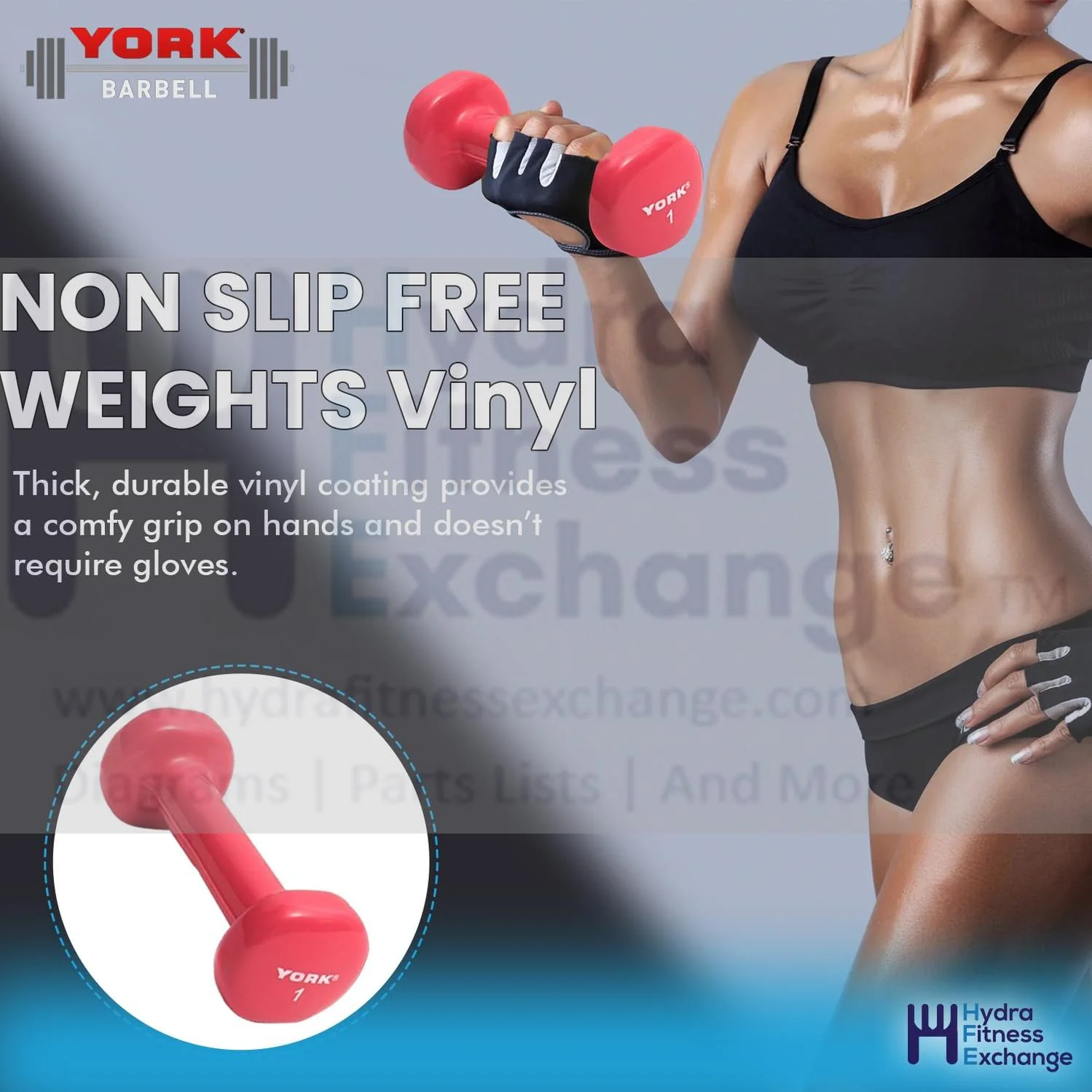 York Barbell Vinyl Coated Fitbell Dumbbell (1LB, Pack of 4) | Dumbbell Set for Women & Men Durable Anti-Roll, Anti-Slip, Pink | Ideal for Arm Rows, Squats, Chest Presses, Bicep Curls, Jogging & Yoga - Image 7