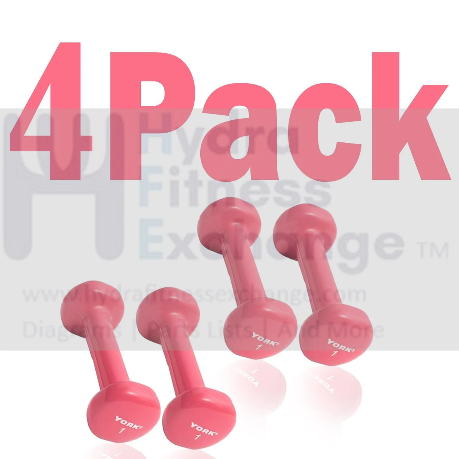 York Barbell Vinyl Coated Fitbell Dumbbell (1LB, Pack of 4) | Dumbbell Set for Women & Men Durable Anti-Roll, Anti-Slip, Pink | Ideal for Arm Rows, Squats, Chest Presses, Bicep Curls, Jogging & Yoga - Image 9