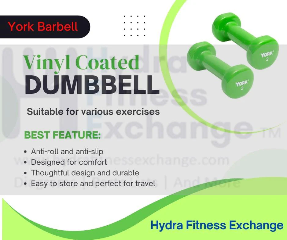 York Barbell Vinyl Coated Fitbell Dumbbell (2LB, Pack of 2) | Durable Anti-Roll Anti-Slip, Color Lime | Ideal for Arm Rows Squats Chest Presses Bicep Curls Walking Jogging & Yoga - Image 2