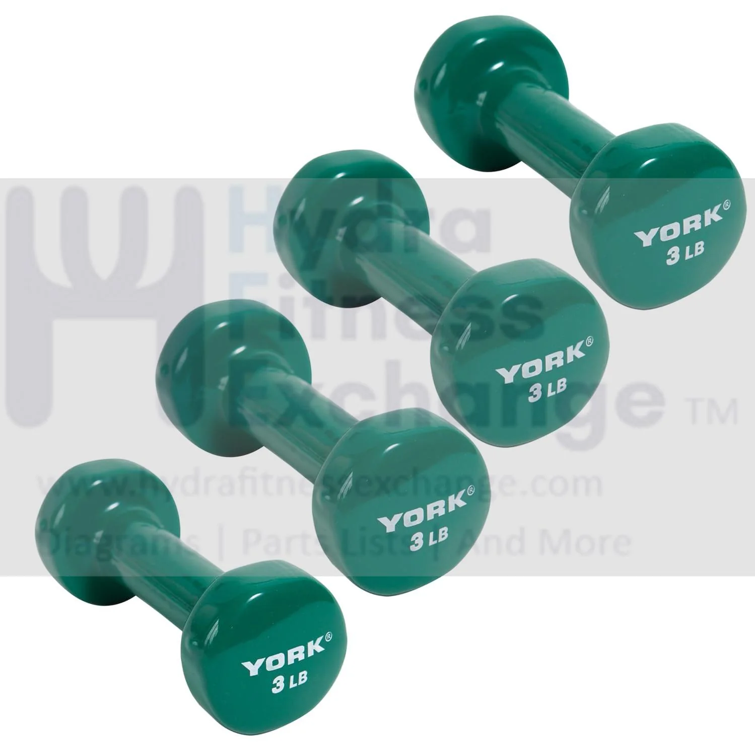 York Barbell Vinyl Coated Fitbell Dumbbell (3LB, Pack of 4) | Durable Anti-Roll Anti-Slip, Color Grape | Ideal for Arm Rows Squats Chest Presses Bicep Curls Walking Jogging & Yoga