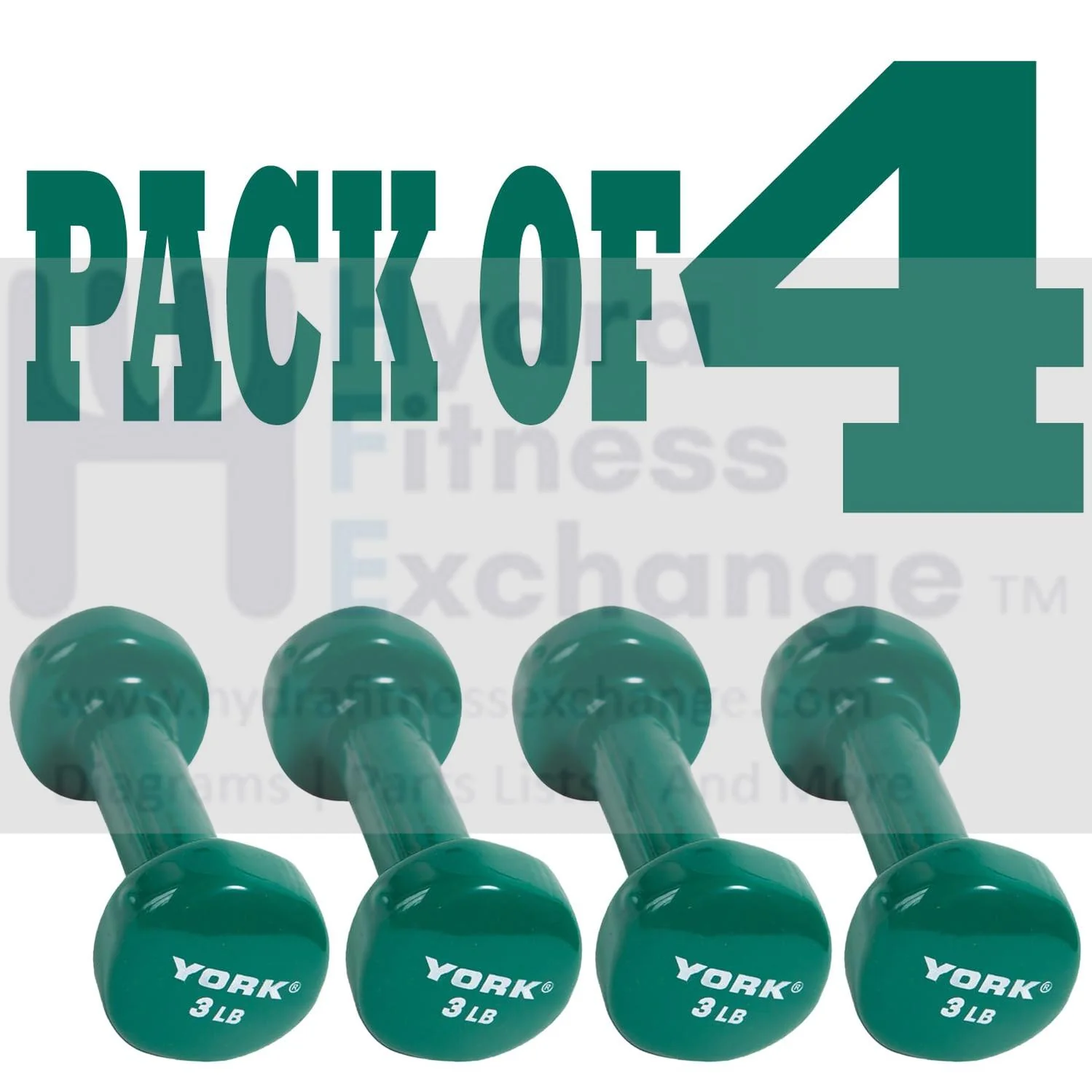 York Barbell Vinyl Coated Fitbell Dumbbell (3LB, Pack of 4) | Durable Anti-Roll Anti-Slip, Color Grape | Ideal for Arm Rows Squats Chest Presses Bicep Curls Walking Jogging & Yoga - Image 2