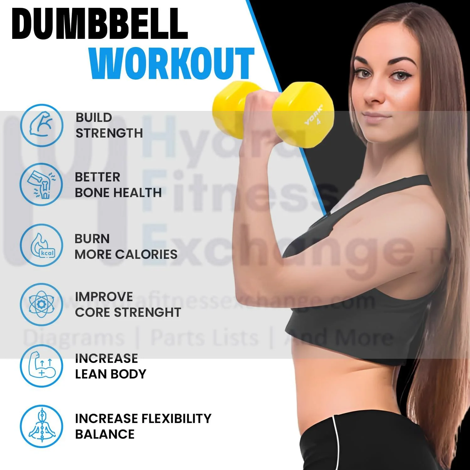 York Barbell Vinyl Coated Fitbell Dumbbell (4LB, Pack of 1) | Durable Anti-Roll Anti-Slip, Color Yellow | Ideal for Arm Rows Squats Chest Presses Bicep Curls Walking Jogging & Yoga - Image 4