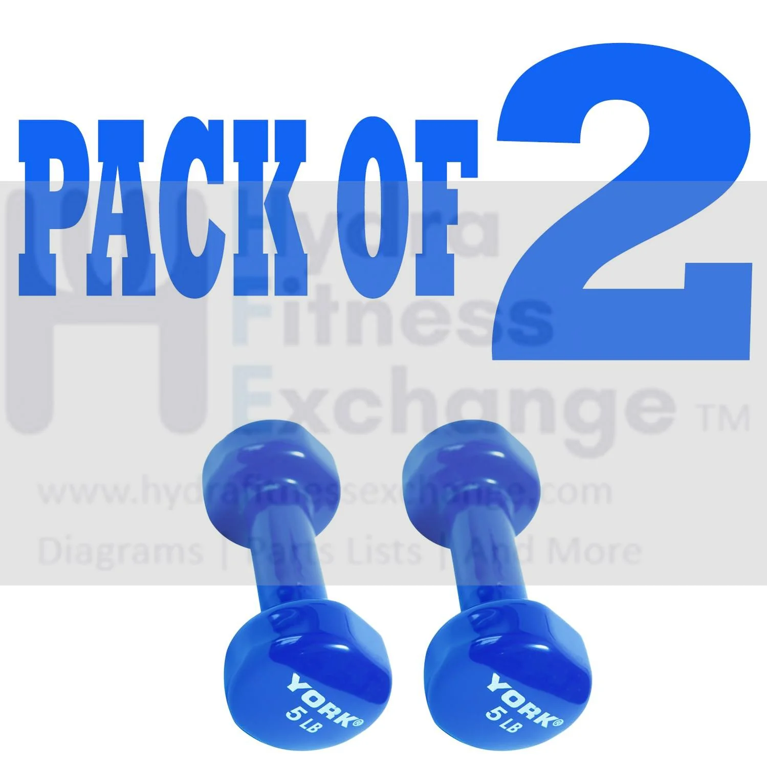York Barbell Vinyl Coated Fitbell Dumbbell (5LB, Pack of 2) | Durable Anti-Roll Anti-Slip, Color Light Blue | Ideal for Arm Rows Squats Chest Presses Bicep Curls Walking Jogging & Yoga - Image 2