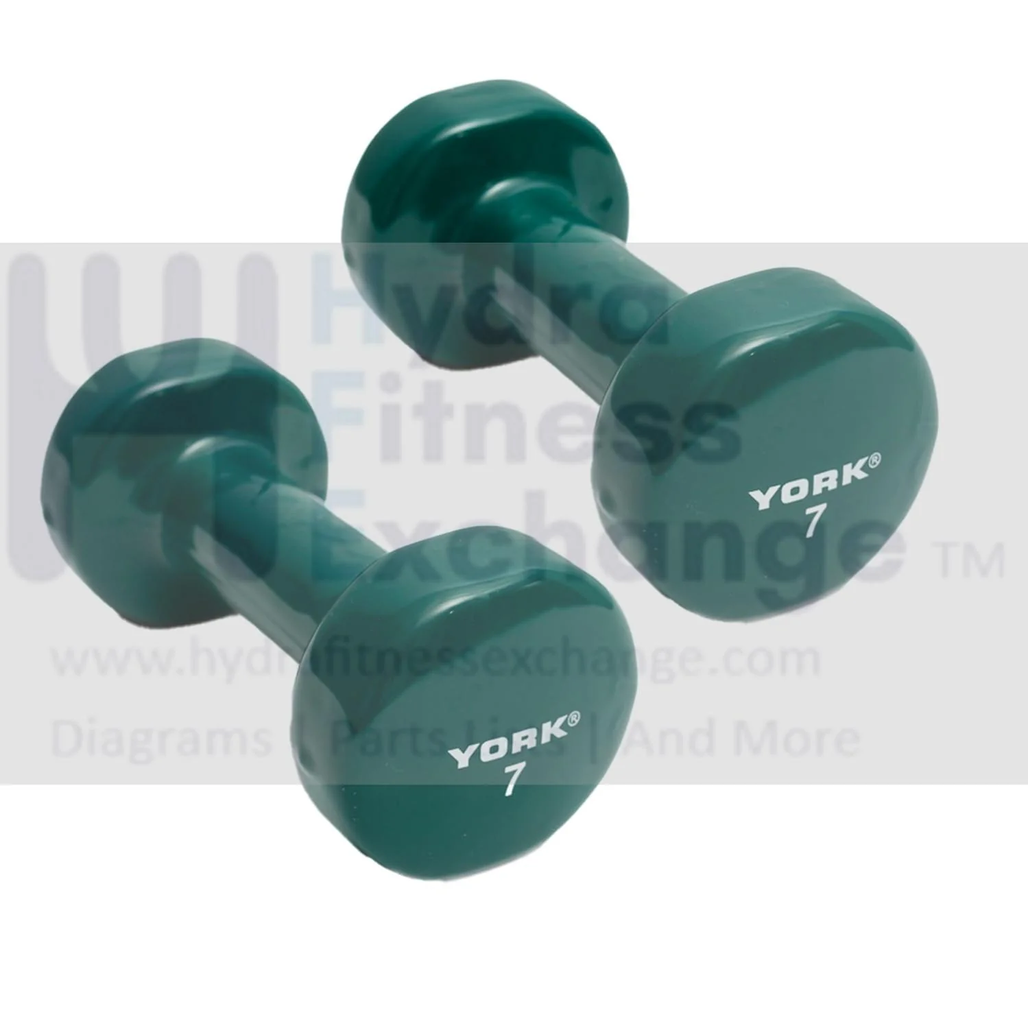 York Barbell Vinyl Coated Fitbell Dumbbell (7LB, Pack of 2) | Durable Anti-Roll Anti-Slip, Color Dark Green | Ideal for Arm Rows Squats Chest Presses Bicep Curls Walking Jogging & Yoga